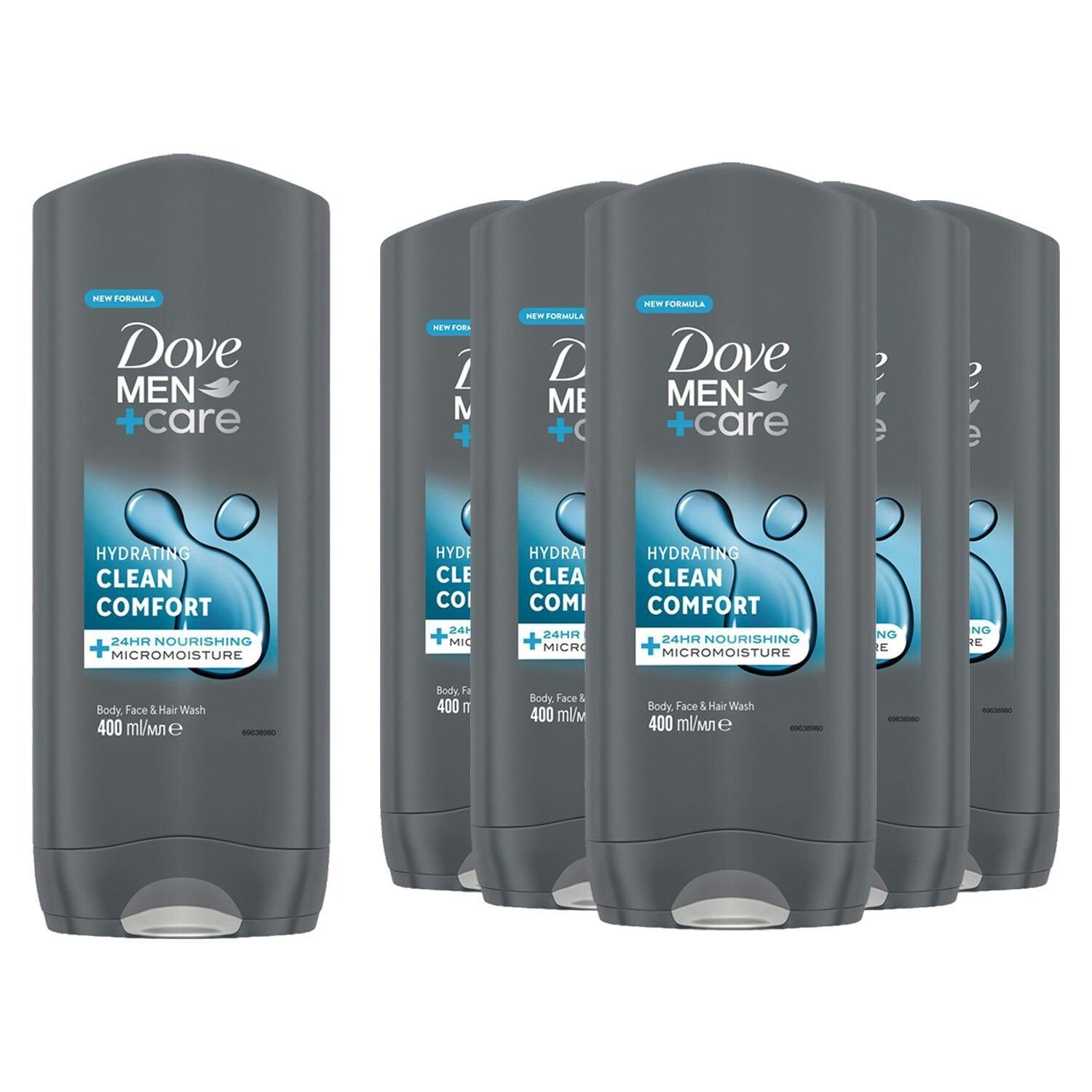 Dove Men+Care Men's Dove +Care Hydrating Clean Comfort 3-In-1 Hair, Face And Body Wash 6X400ml