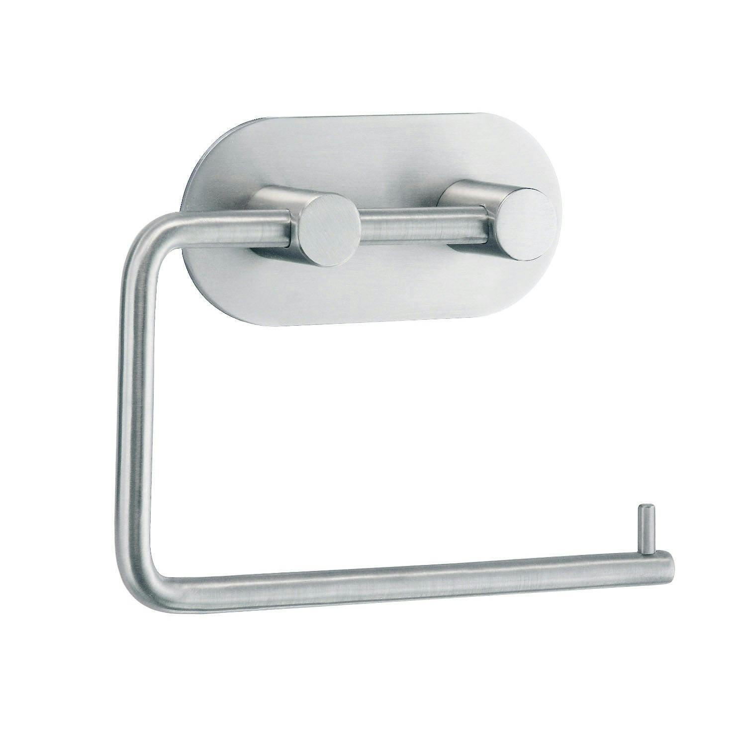 Rackhams Brushed Stainless Steel Toilet Roll Holder Self Adhesive Bathroom Wall Mounted