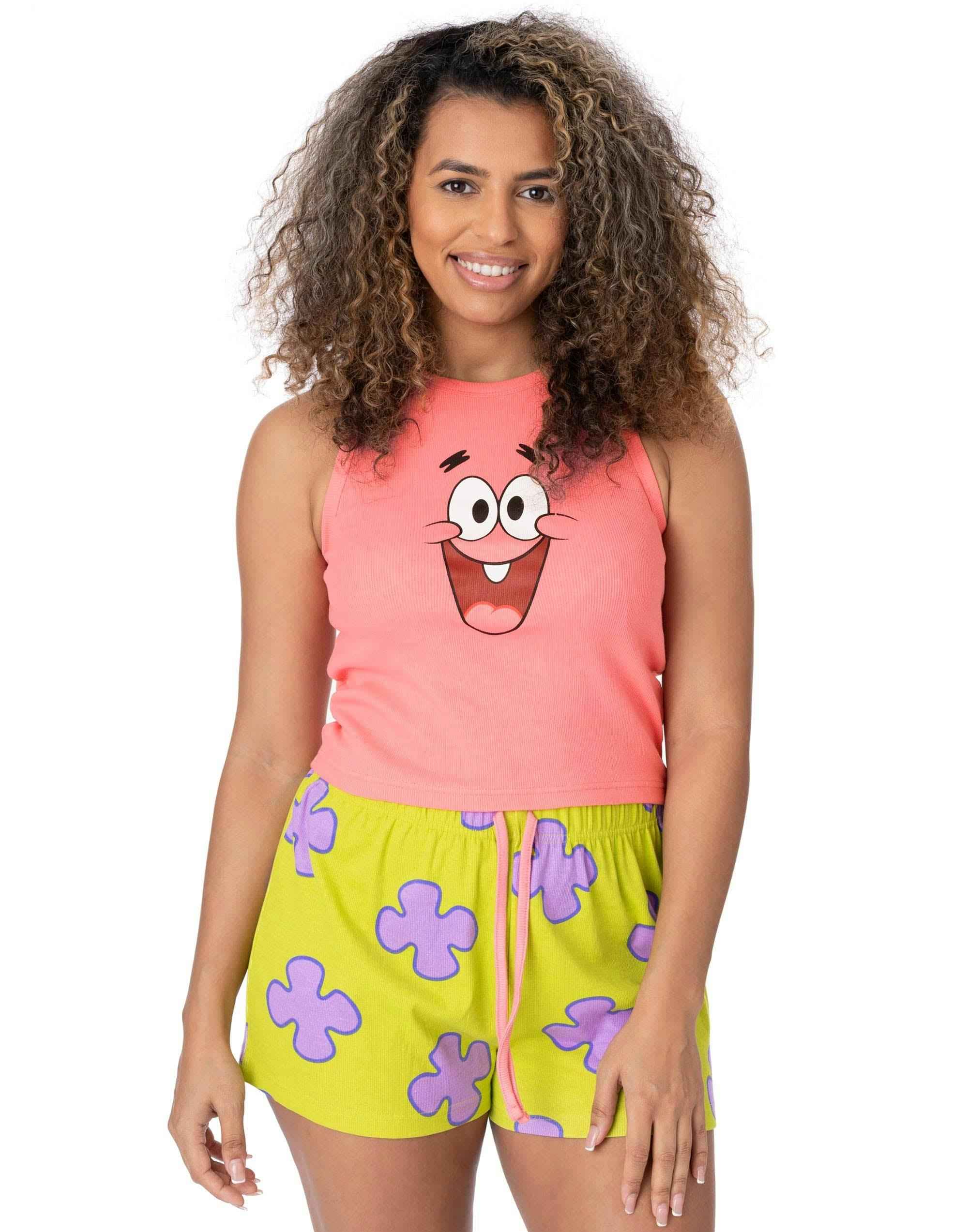 Vanilla Underground Women's Pink Spongebob Squarepants Vest And Shorts Pyjama Set - Large
