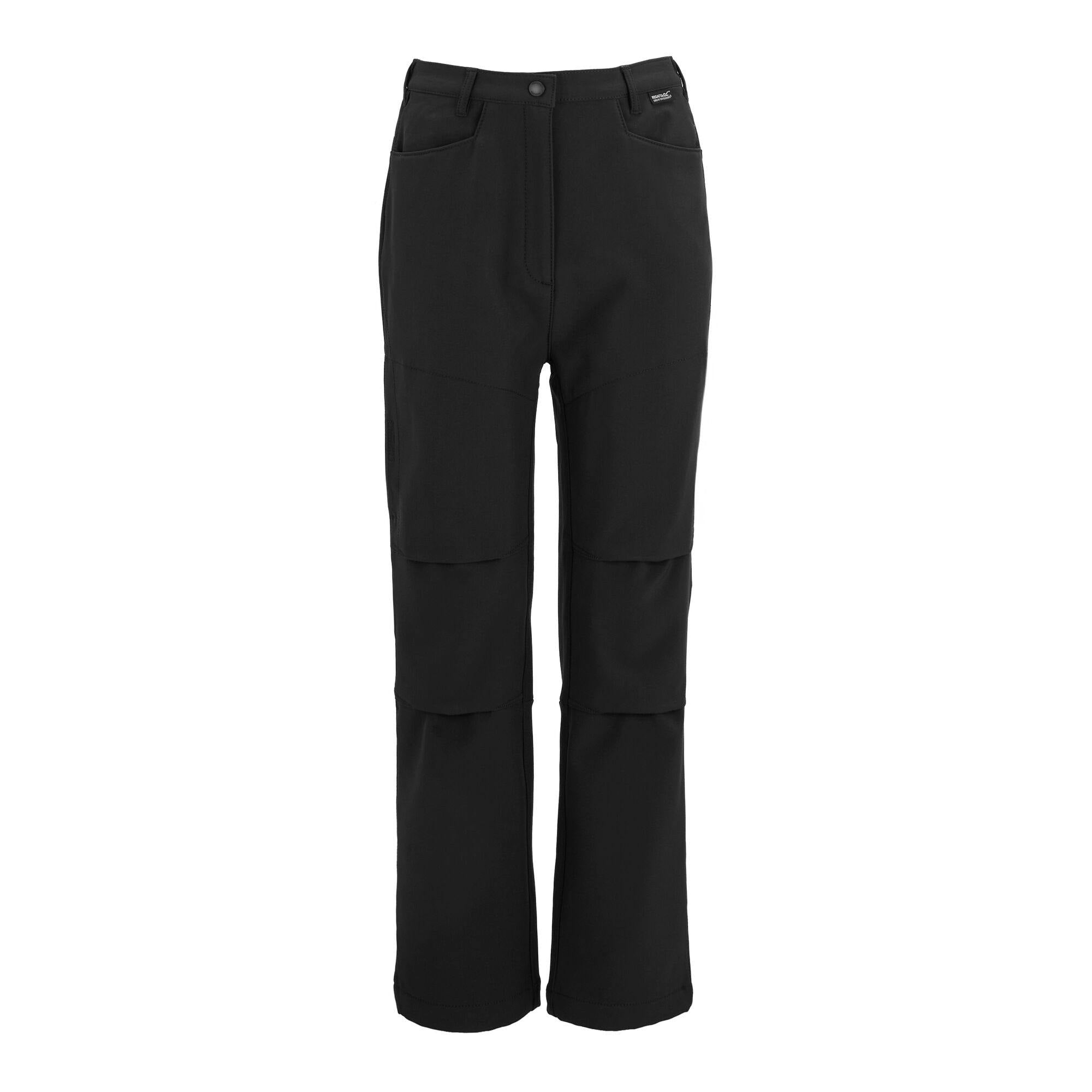 Regatta Black Kids Softshell Trousers - 7-8 Years - 66% Polyester/30% Recycled Polyester/4% Elastane
