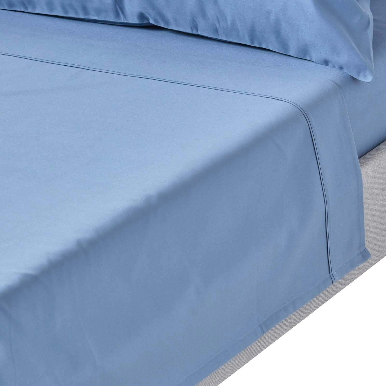 Homescapes Blue Premium 1000 Tc Egyptian Cotton Sateen Weave Flat Sheet - Air Force - Single