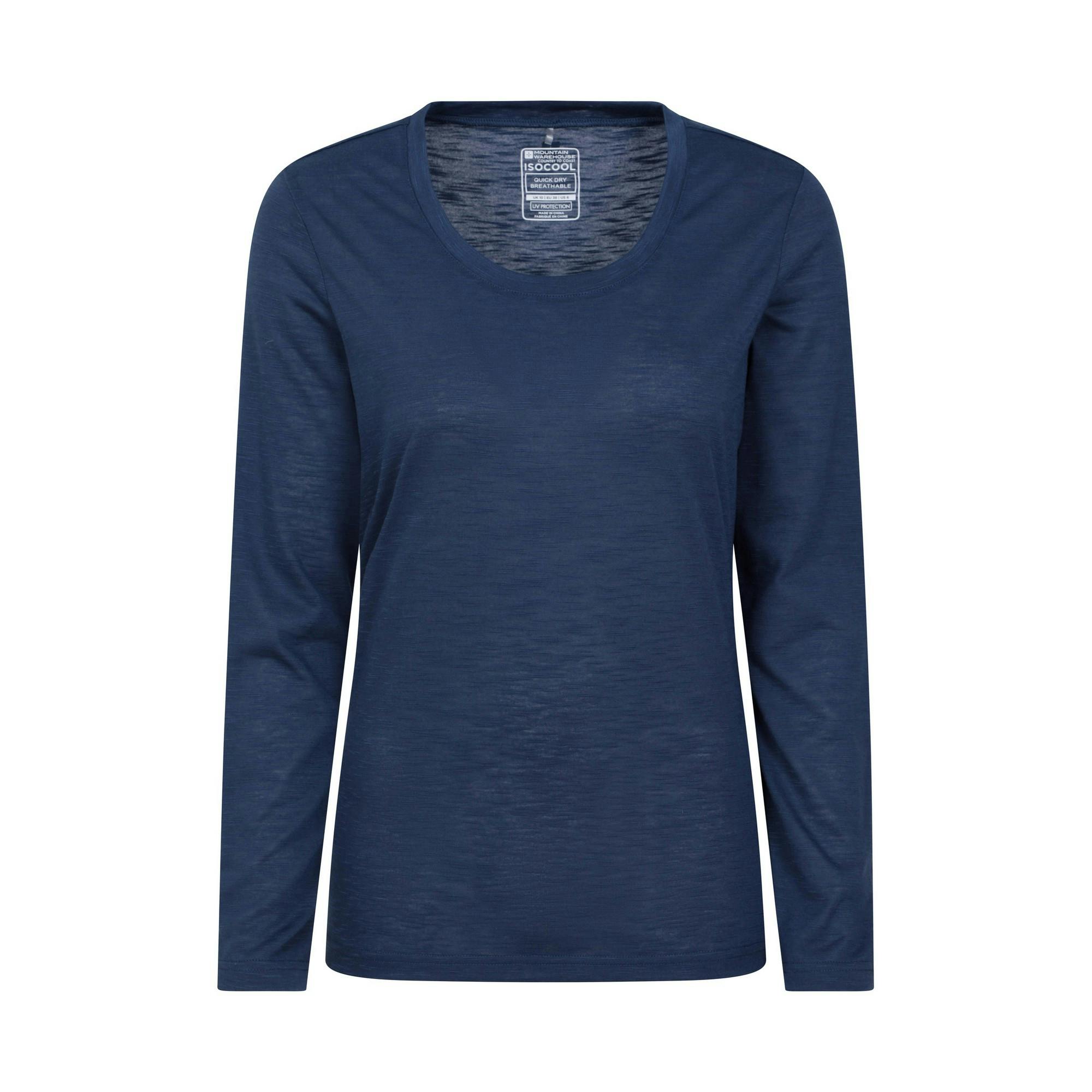 Mountain Warehouse Women's Agra Slub Long-Sleeved Top - Navy - 12 Uk - Navy - 100% Polyester