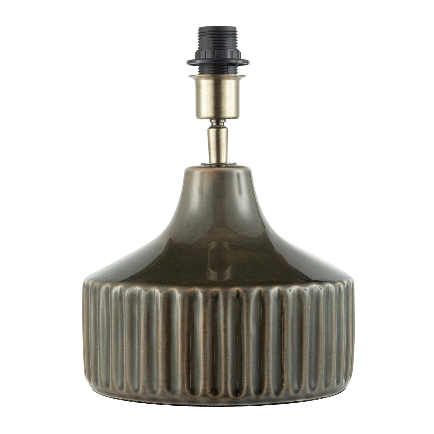 Rackhams Green Deep Forest Ceramic Gloss Lamp Base With Brass Lamp Holder