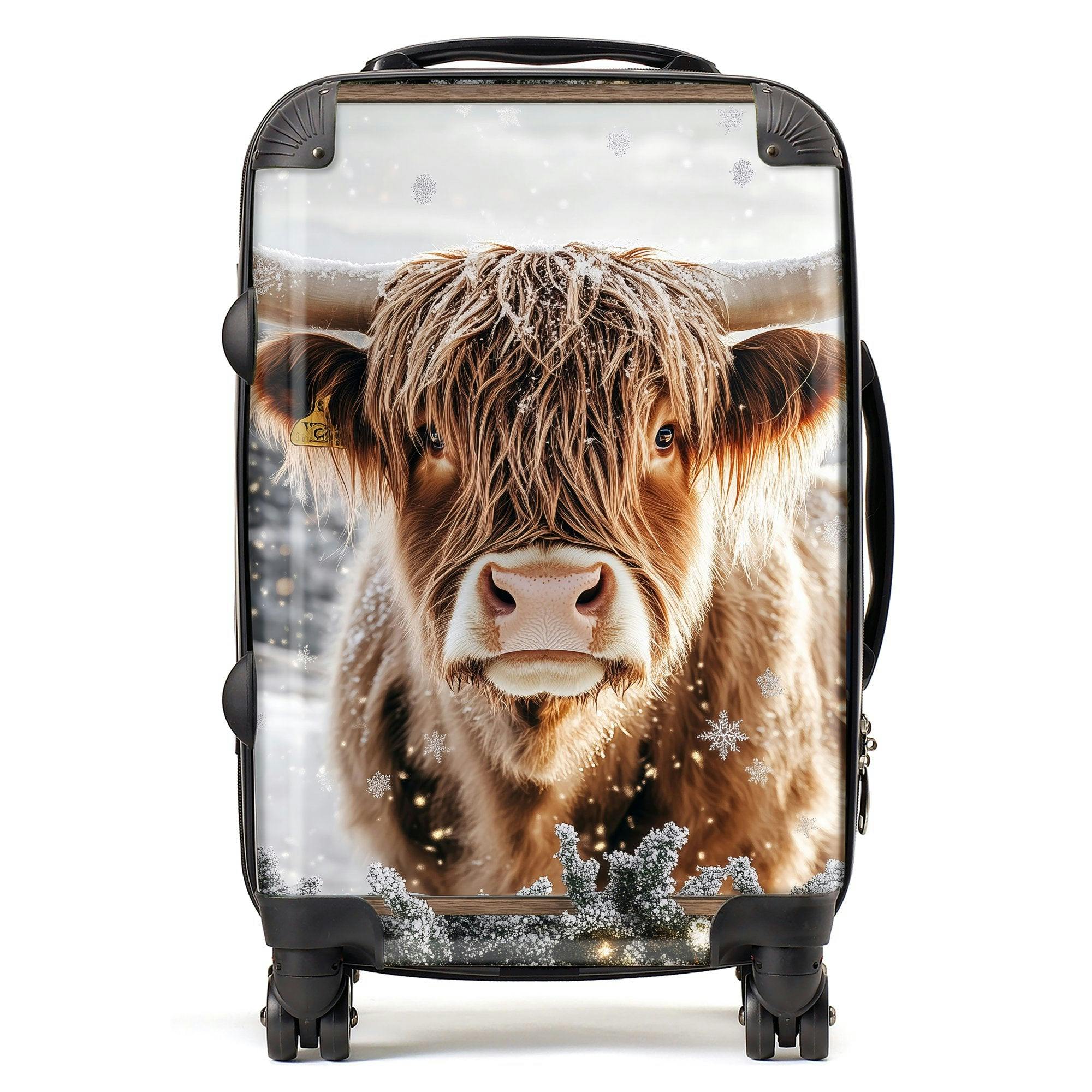 Warren Reed Wintery Highland Cow Suitcase - Cabin