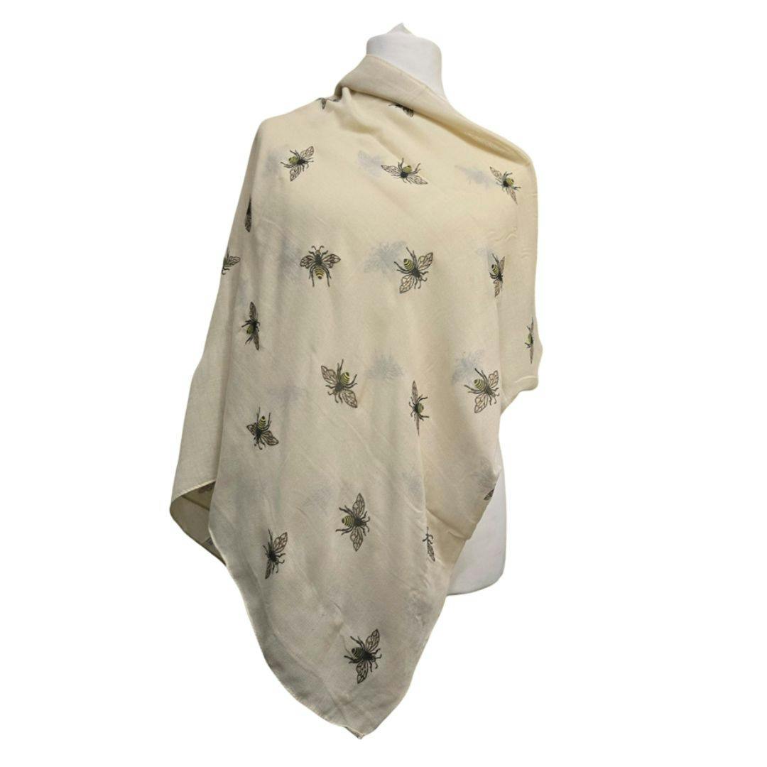 Love Emvy Beige Lightweight Glitter Bee Scarf