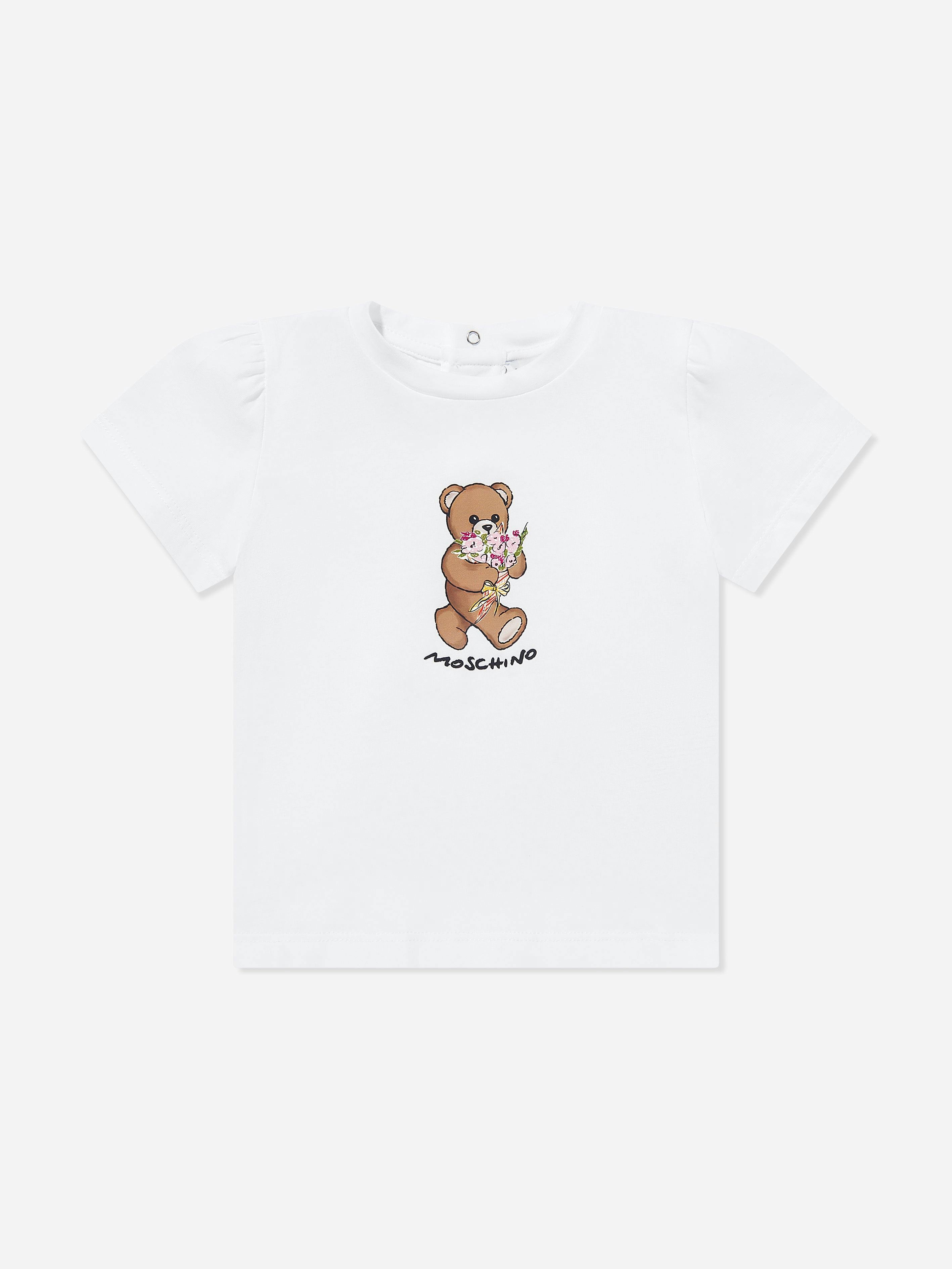 Moschino Kids Girls White Moschino Baby Teddy Bear T-Shirt In - 18 - 24 Mths
