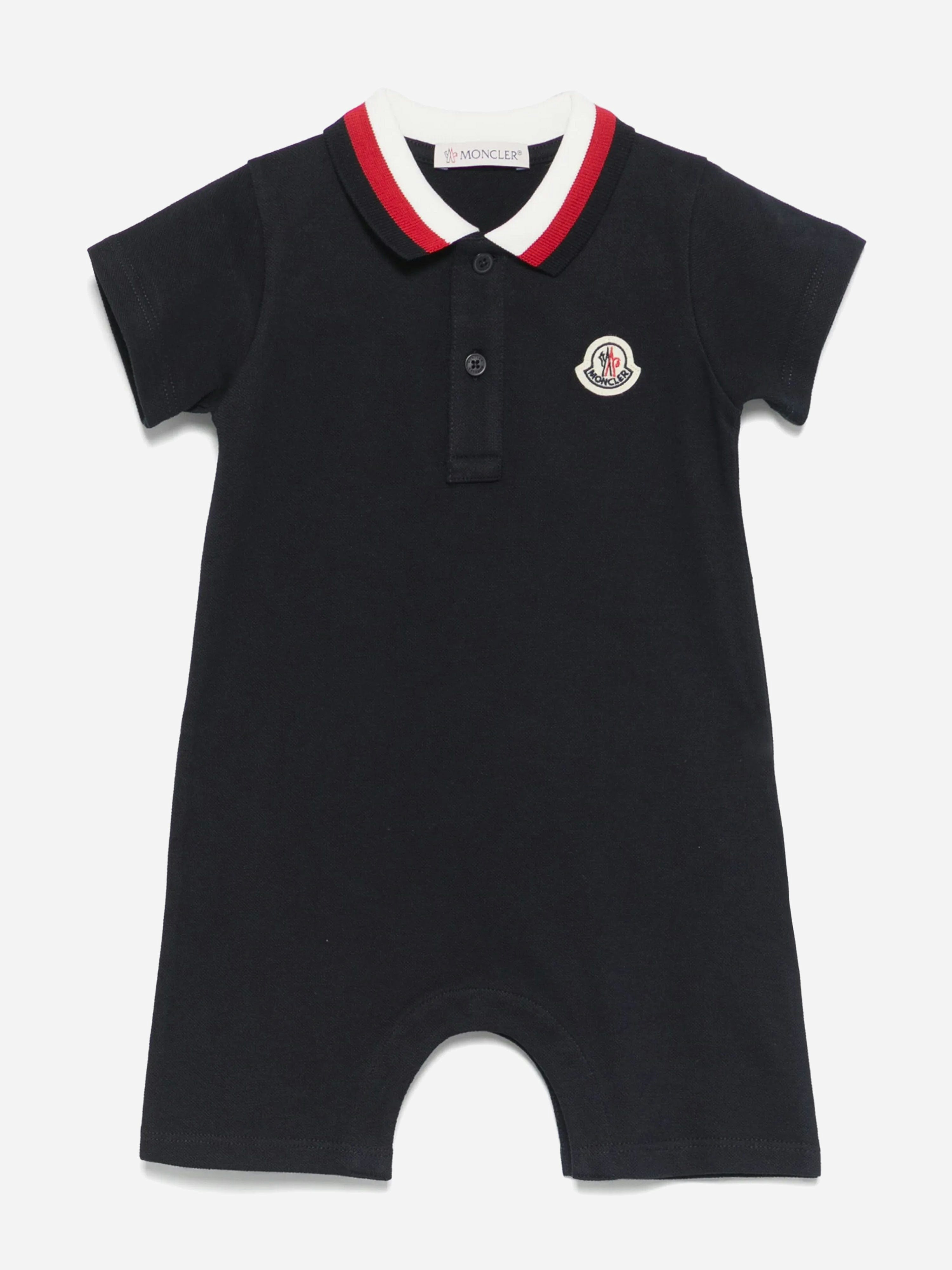 Moncler Enfant Men's Blue Baby Boys Logo Romper In Navy - 1 - 3 Mths