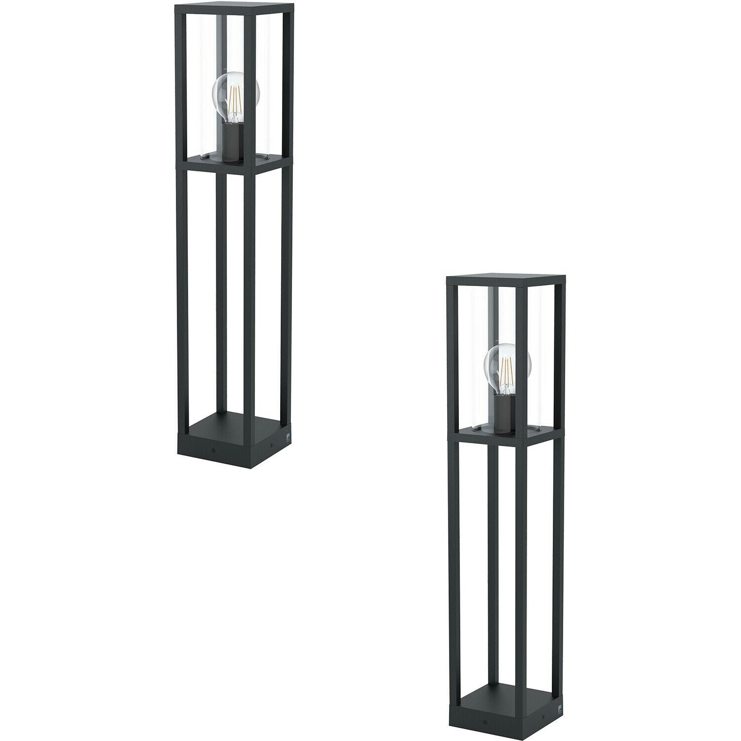 Rackhams Light/Black Pack Ip44 Outdoor Bollard Cast Aluminium Box 40W E27 Tall Post Size 2