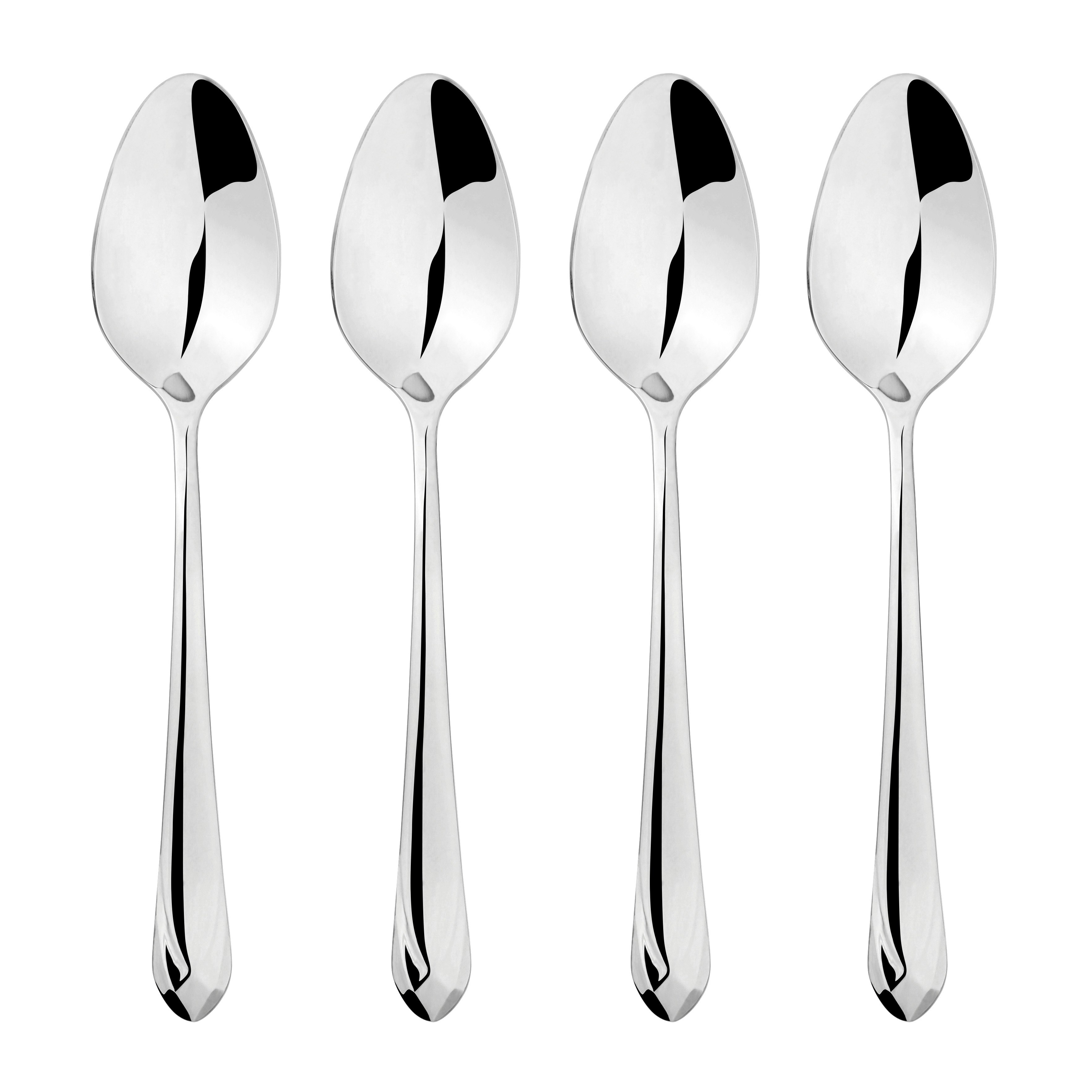 Glim & Glam Silver Cutlery 18/8 Stainless Steel Spoon 4Pc Set Versailles - Stainless Steel - Dinner Spoon