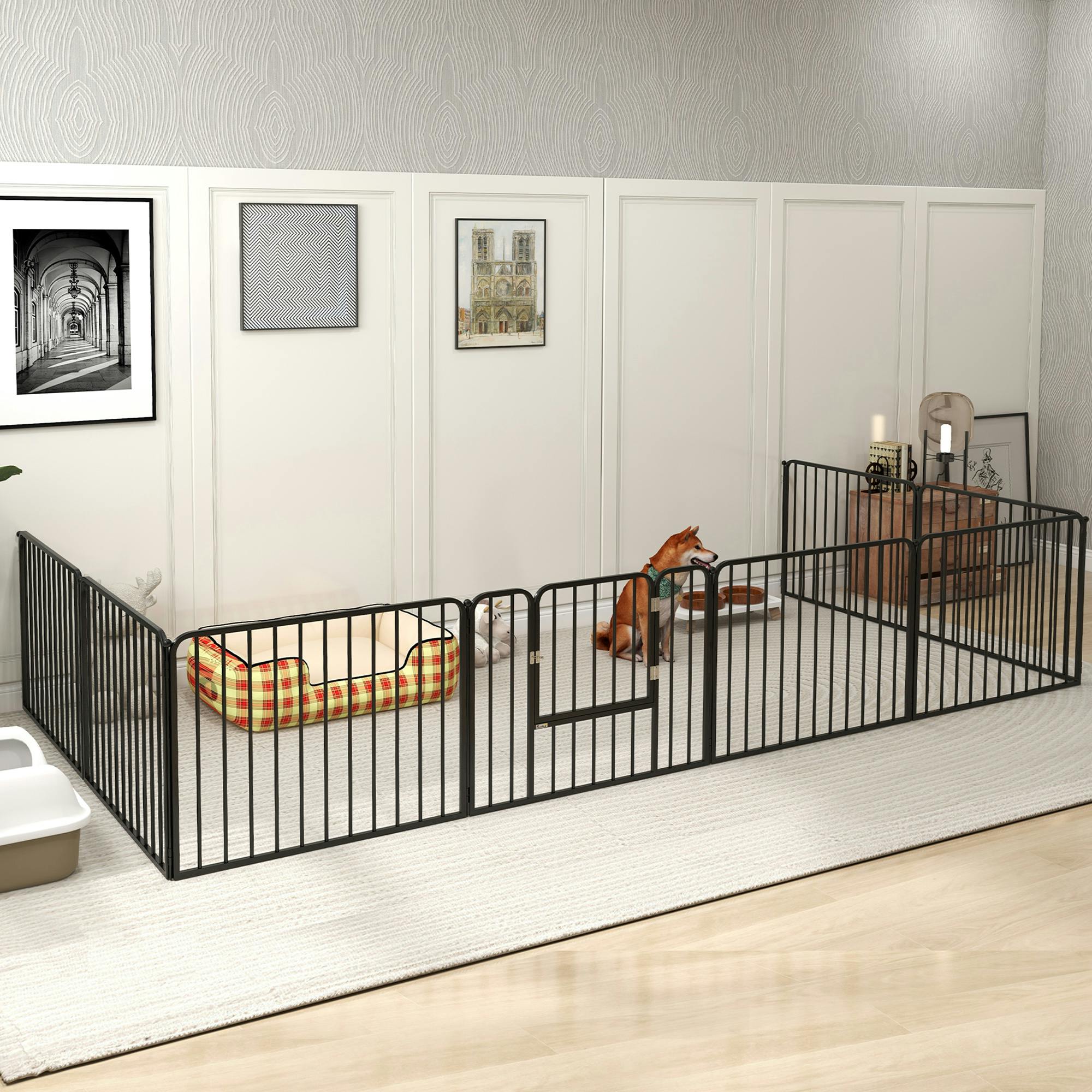 Pawhut 60Cm 8 Panels Heavy-Duty Dog Playpen For Small Dogs