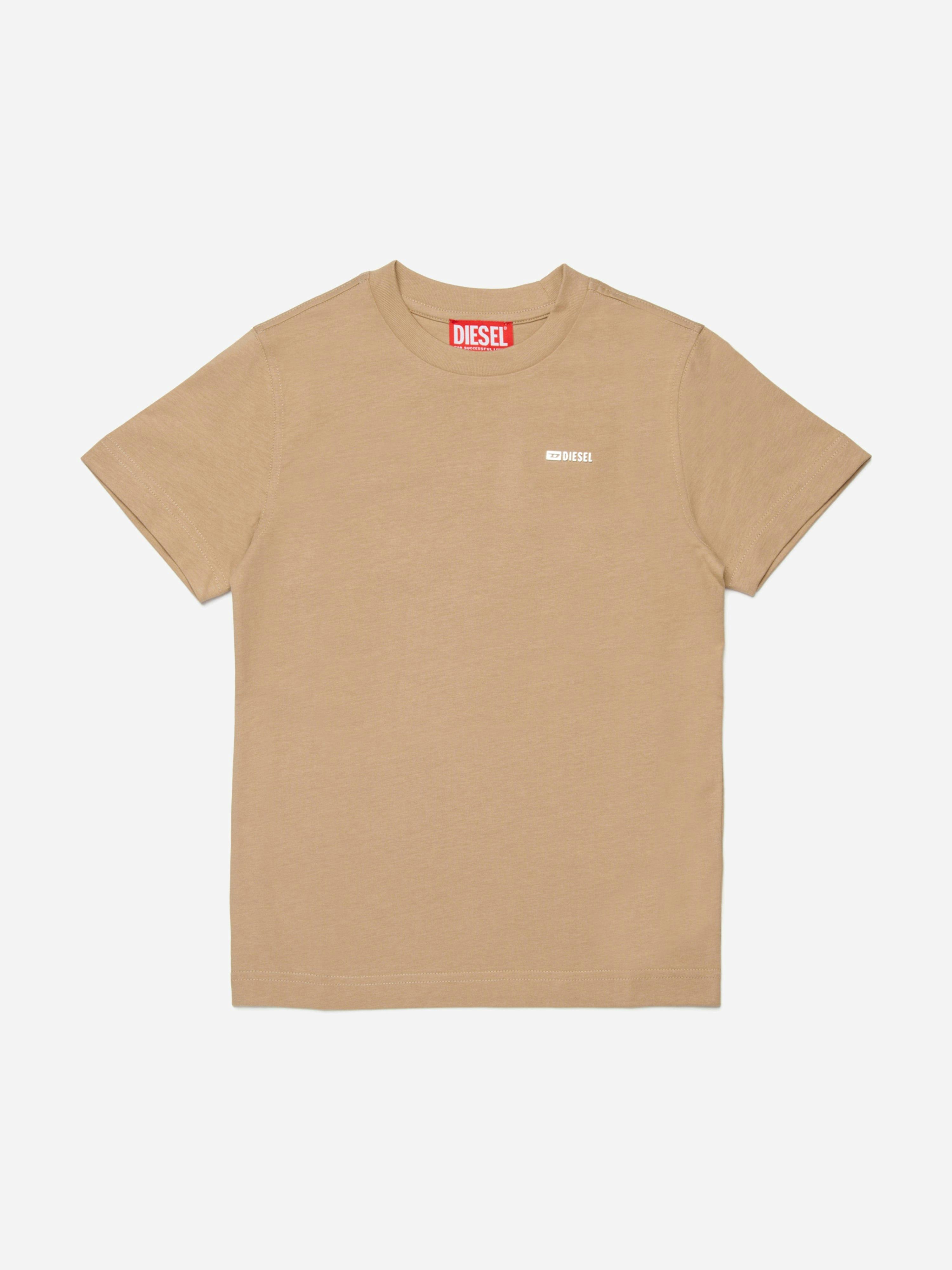 Diesel Boys Beige Logo T-Shirt In - 16 Yrs