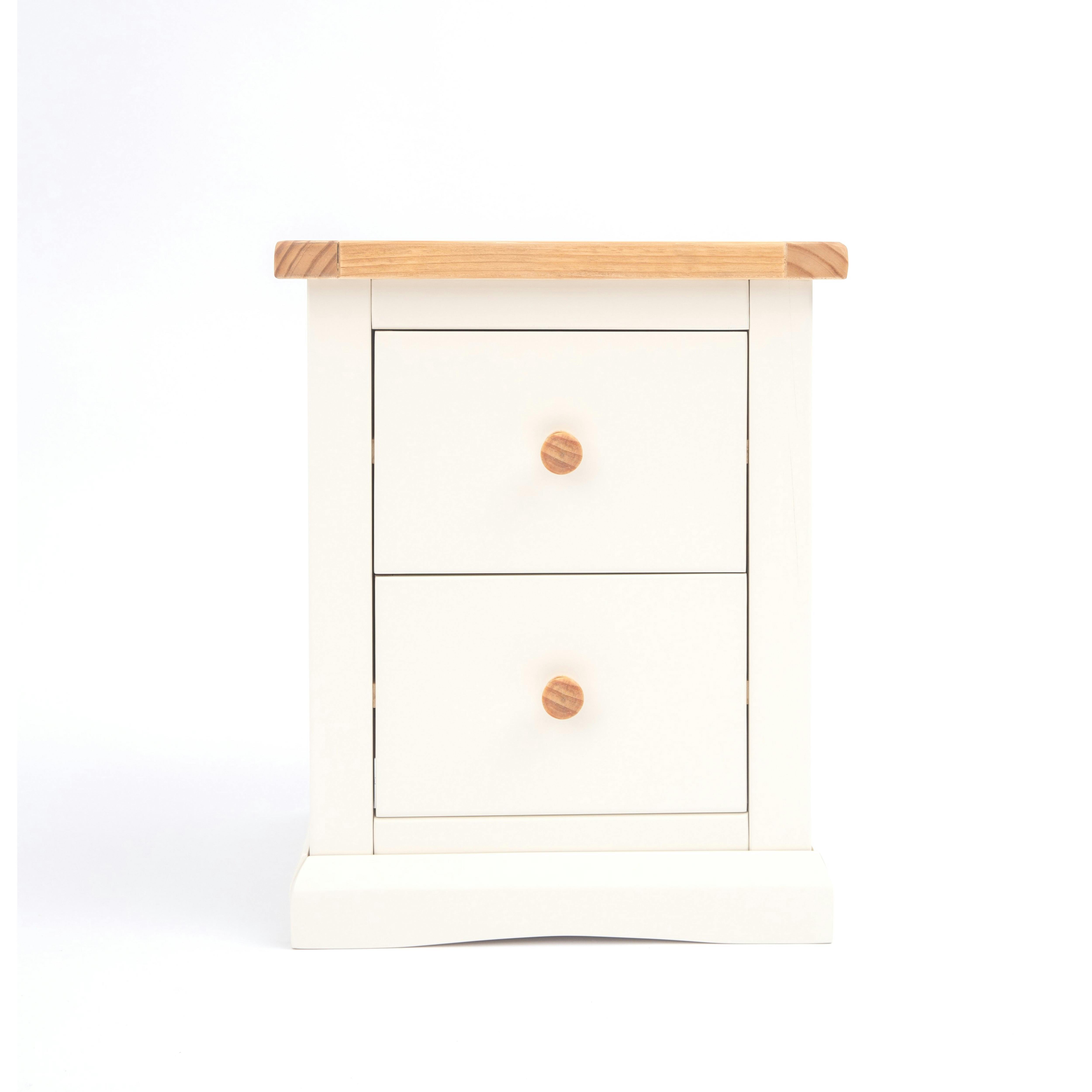 Cabinet Bits Castelli 2 Drawer Bedside Cabinet - White / Wood Knob - Image 2