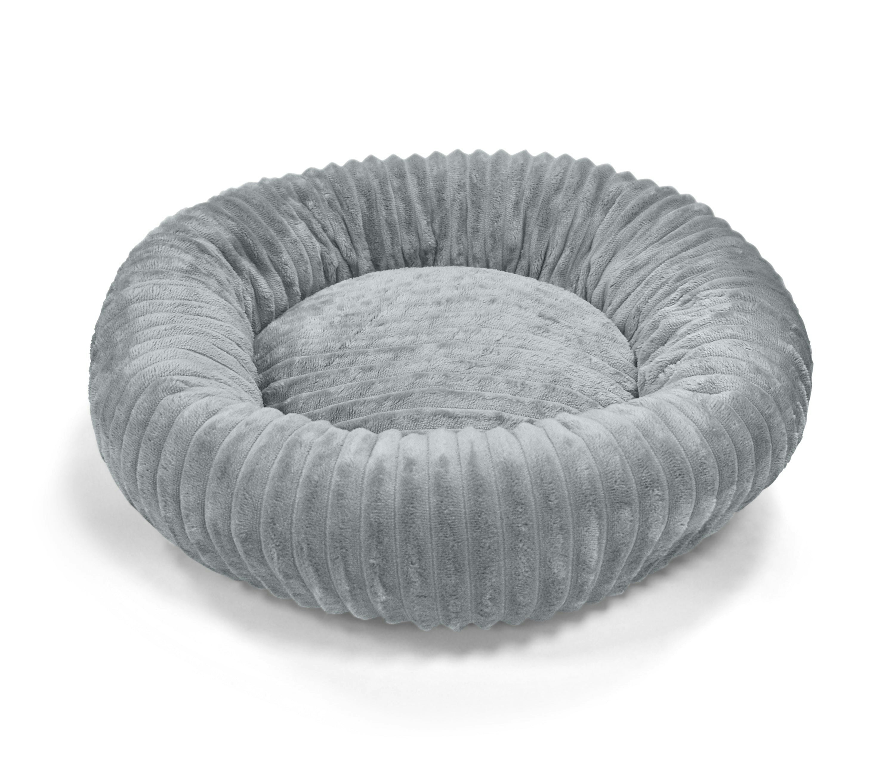 Pet Winks Grey Round Ribbed Cuddler Pet Bed - 55Cm X 55Cm - One Size