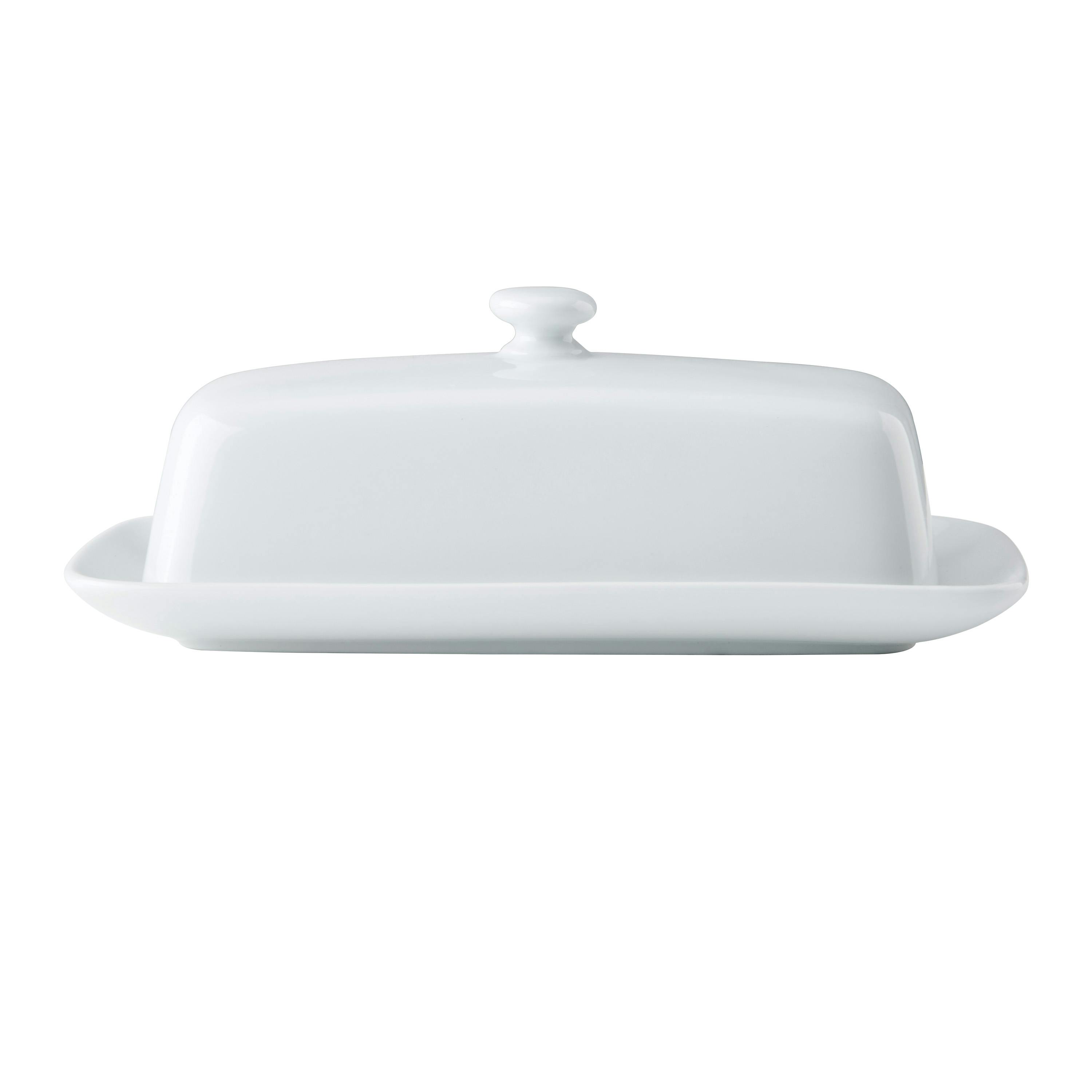 Rackhams White Chalk Porcelain Butter Dish, 21Cm, - Porcelain - Butter Dish
