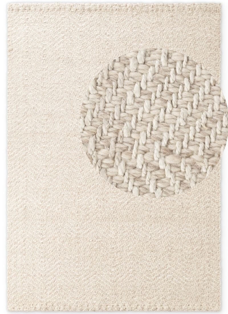 Hanse Home White Majoli Natural Herringbone Wool & Jute Rug - 200X290 Cm