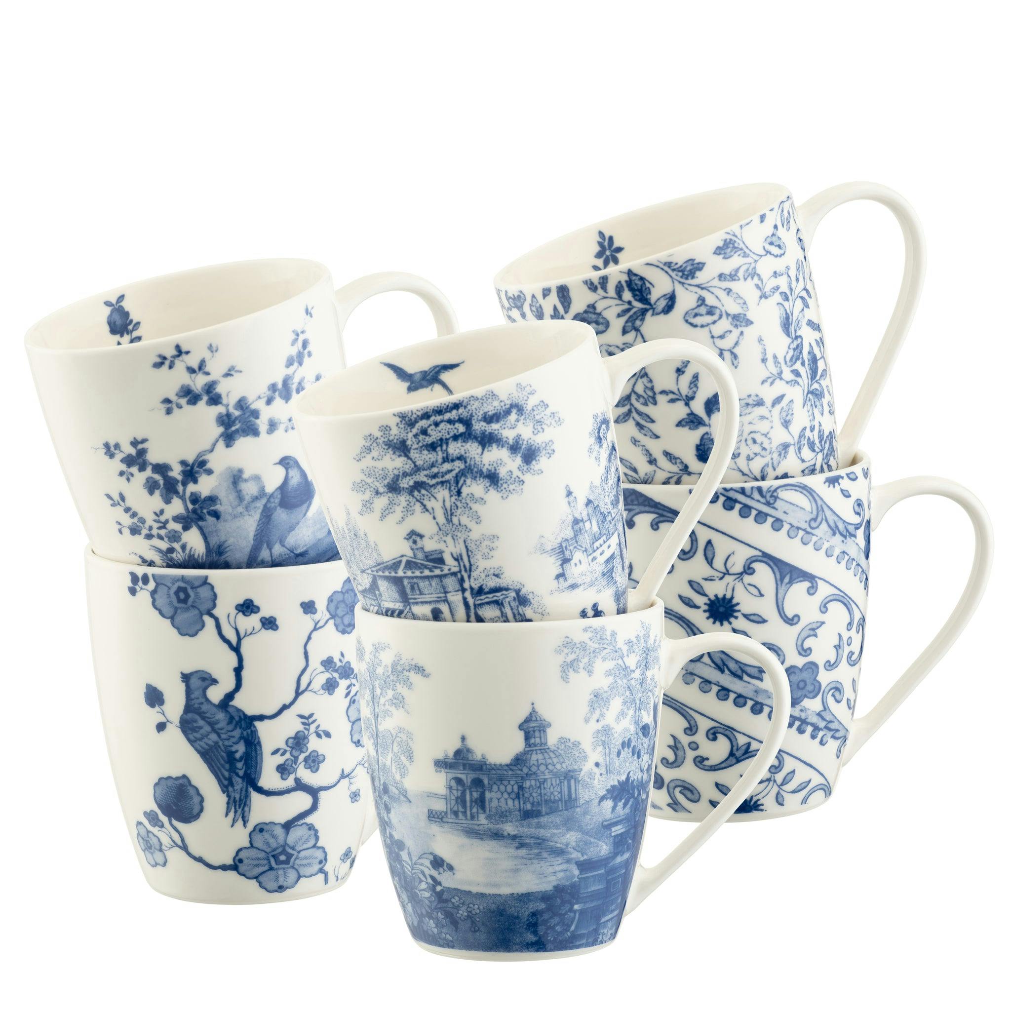 Rackhams Blue Aynsley Archive Mugs Set Of 6