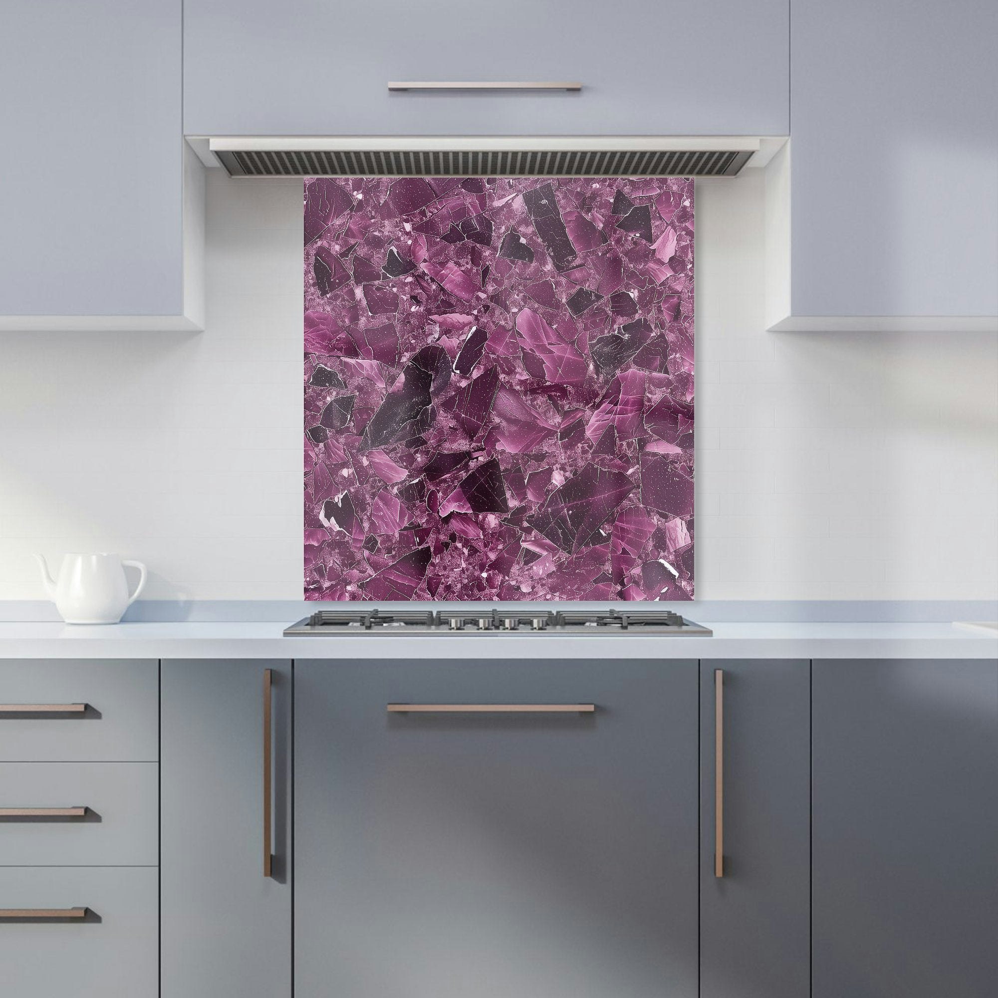 Rackhams - Designer Damson Quartz Effect Kitchen Splashback - W600mm X H650mm