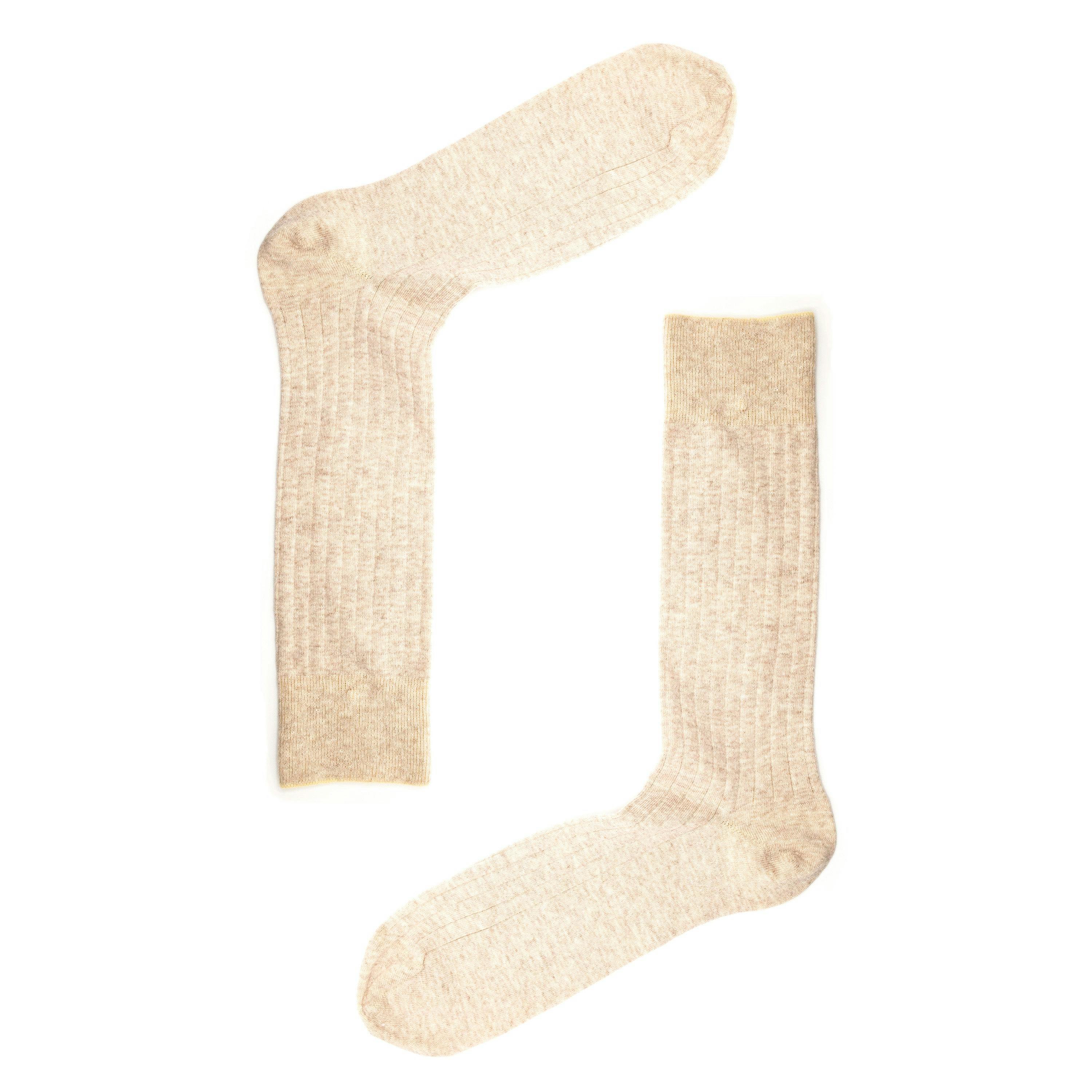 Jemsox Men's Ivory Oatmeal Marl Recycled Rib Socks | Eco-Friendly & Cosy - Medium / Eur 37-42 / Uk 6-8