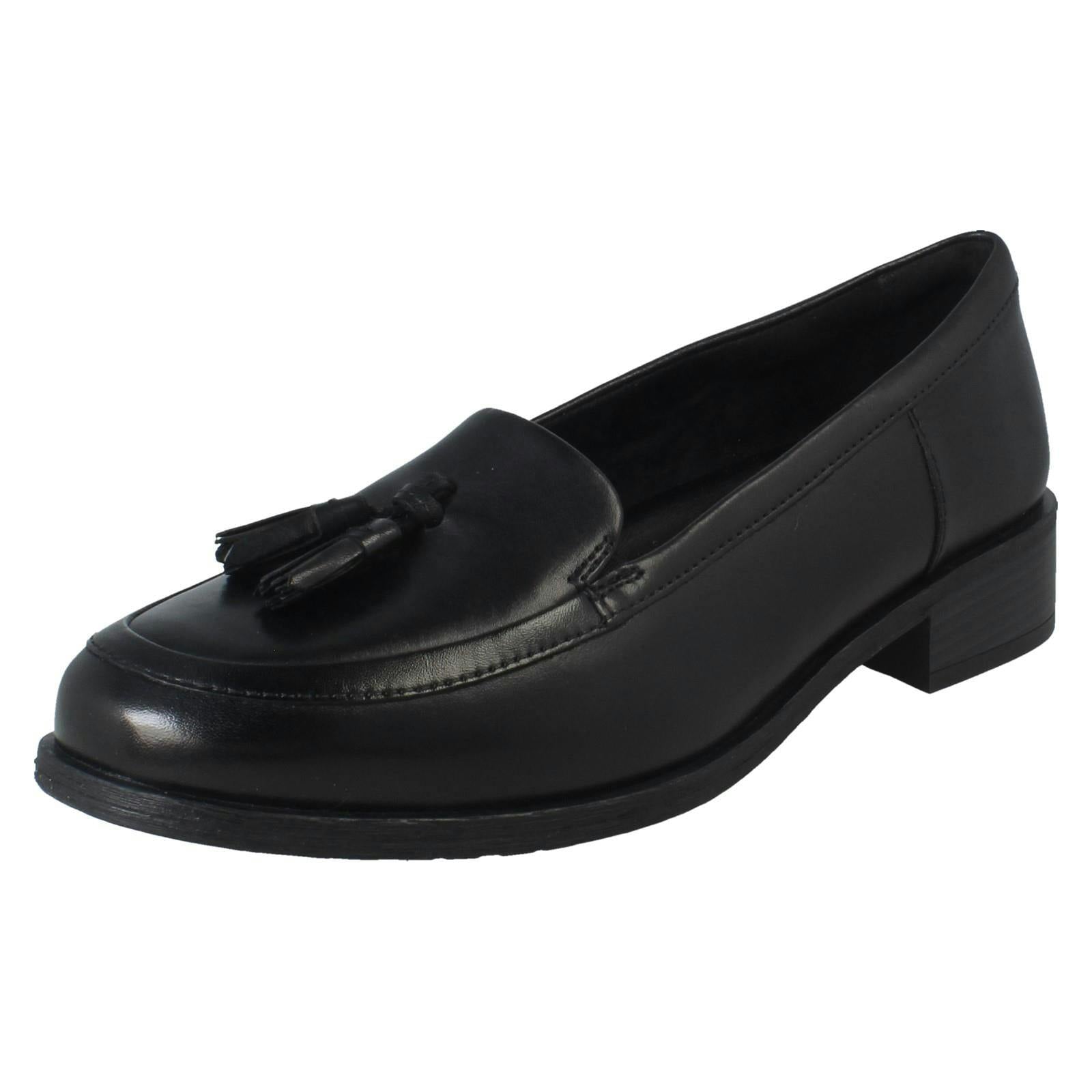 Clarks Women's Black Tassel Detailed Slip On Loafer Shoes - Havisham Edge - Leather - Uk 4 - E