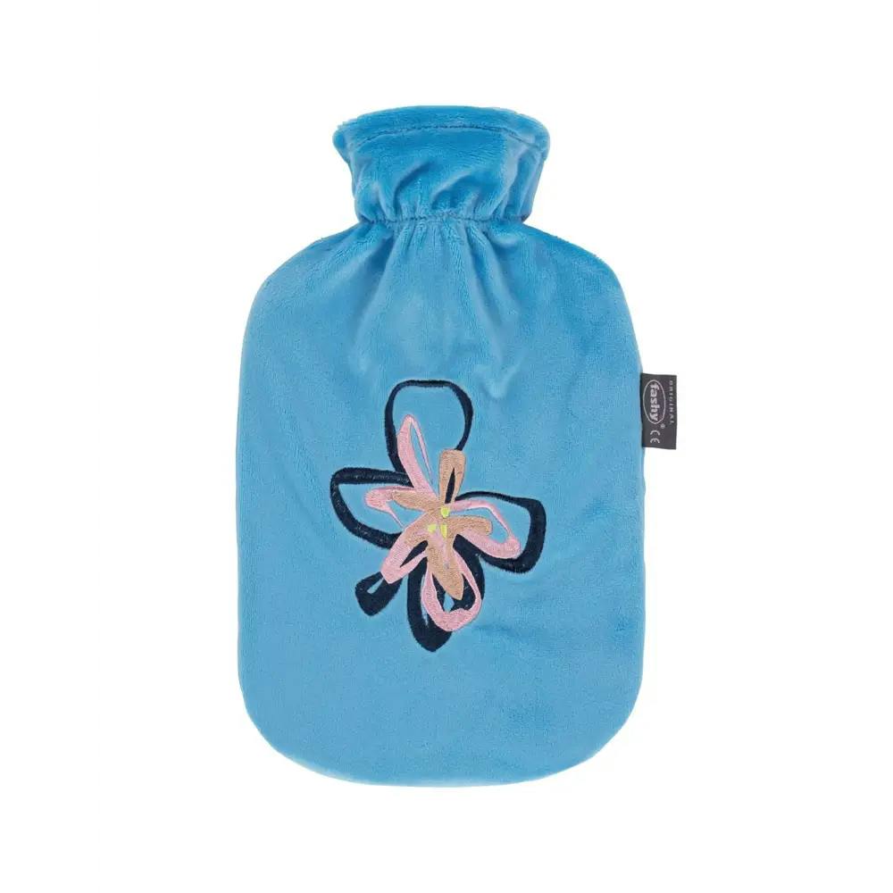 Fashy Sky Blue 2 Litre Hot Water Bottles With Plush Fleece Cover