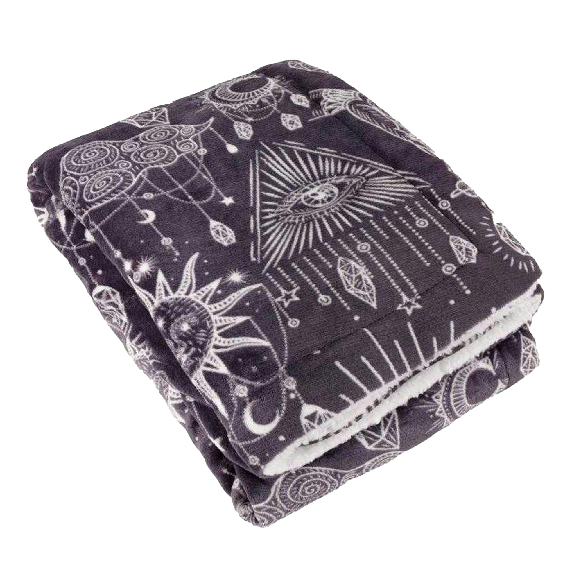 Furn Cream Sherpa Fleece Constellation Throw - Charcoal/ - 180Cm X 130Cm - Charcoal/ - 100% Polyester