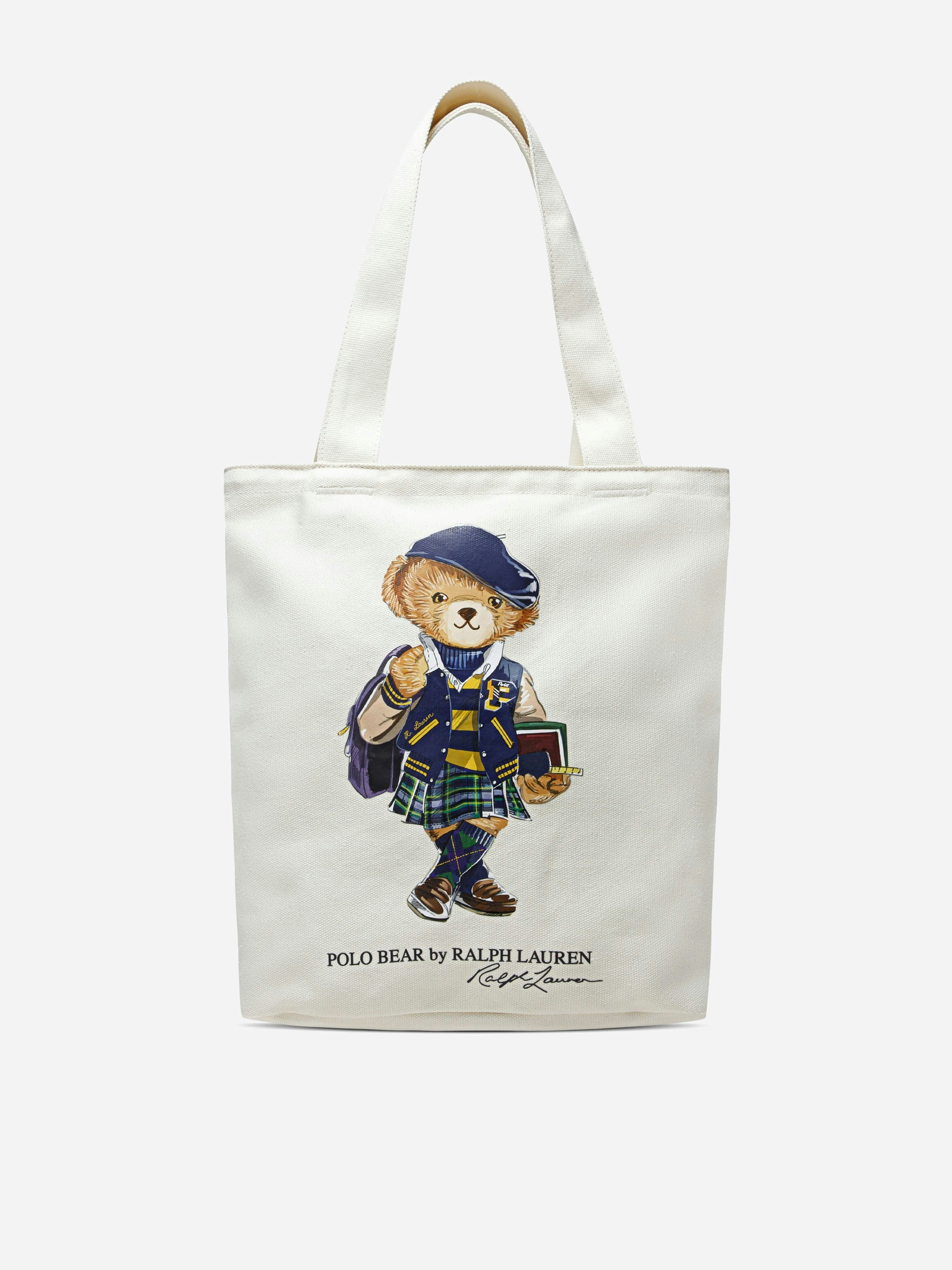 Ralph Lauren Kids Girls White Ralph Lauren Polo Bear Tote Bag In (33Cm) - One Size