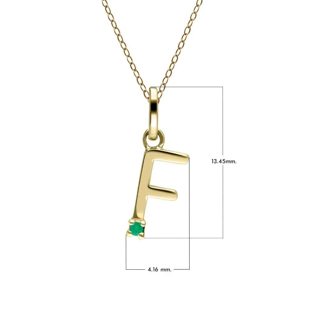 Gemondo Yellow/Gold Initial Emerald Letter Necklace In 9Ct - F