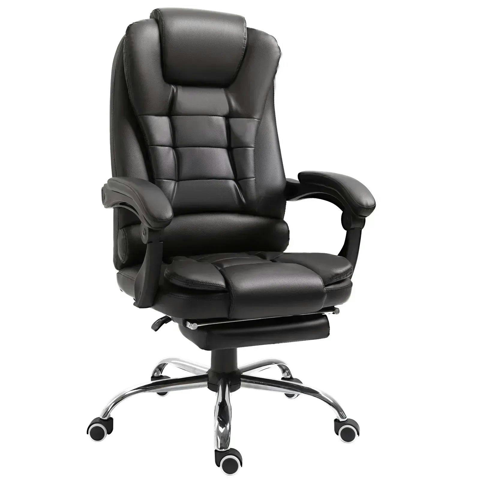 Homcom Pu Leather Executive Office Chair With Retractable Footrest, Brown - Image 6