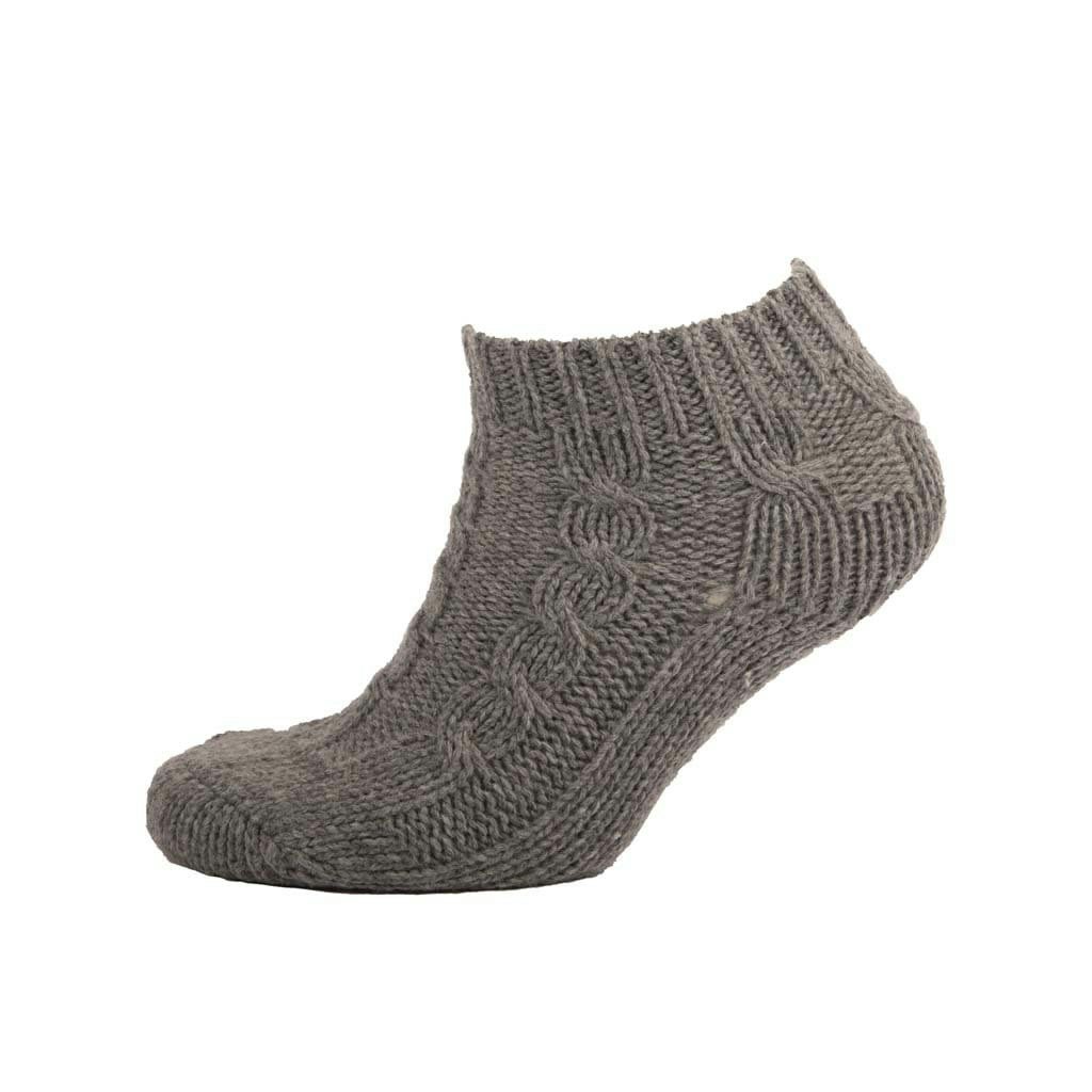 Aran Traditions Grey Aran Cable Chunky Ankle Socks - Marl