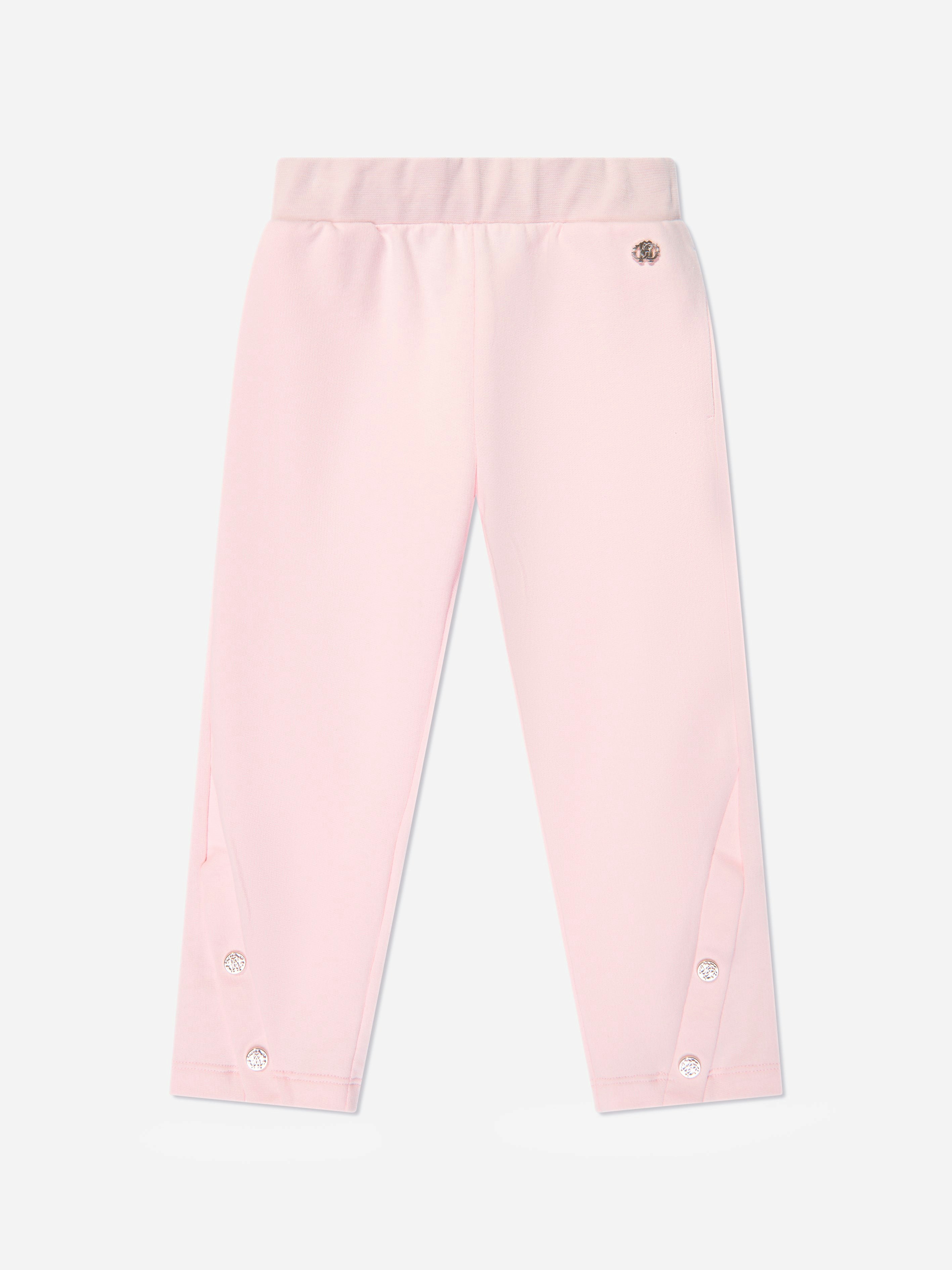 Roberto Cavalli Girls Pink Flower Joggers In - 14 Yrs