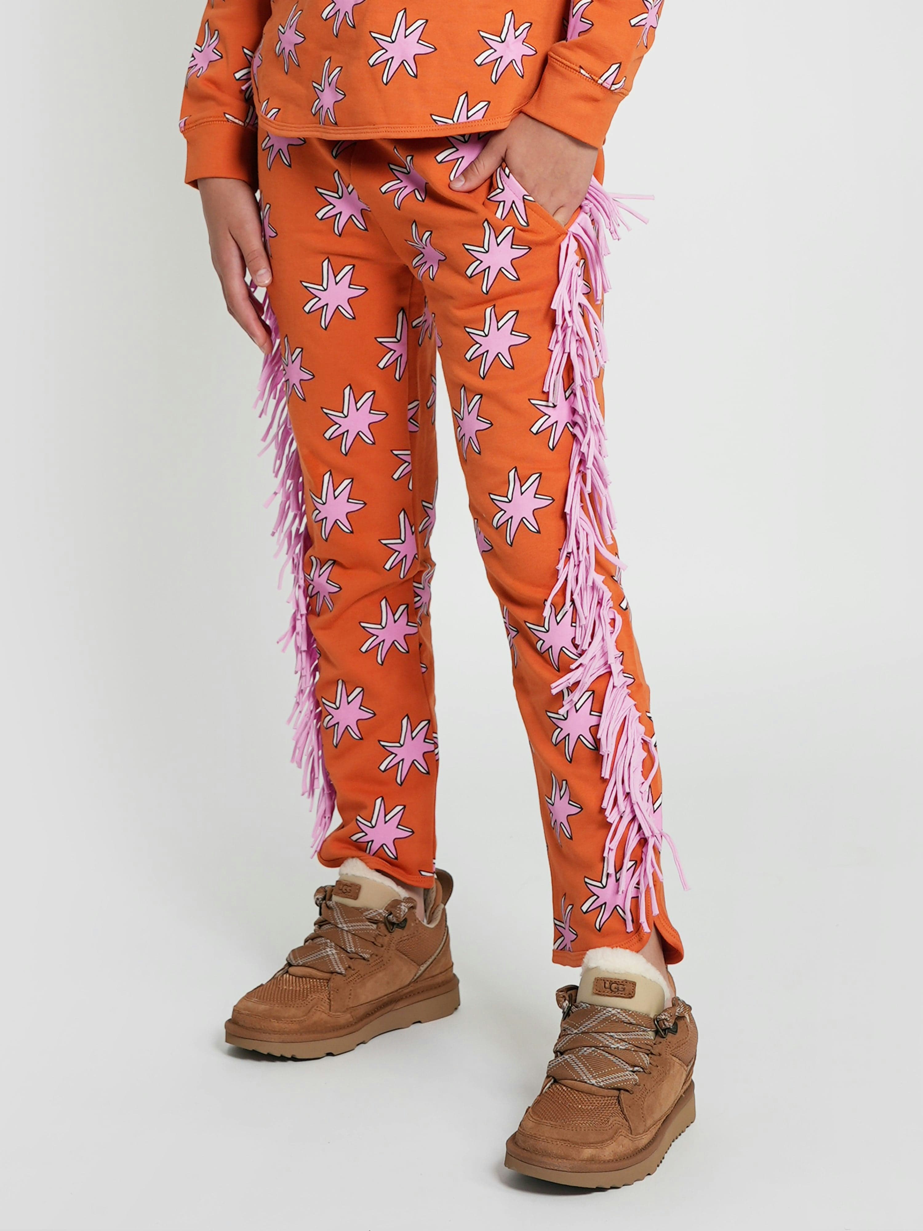 Stella Mccartney Kids Girls Orange Stella Mccartney Fringed Joggers In - 12 Yrs