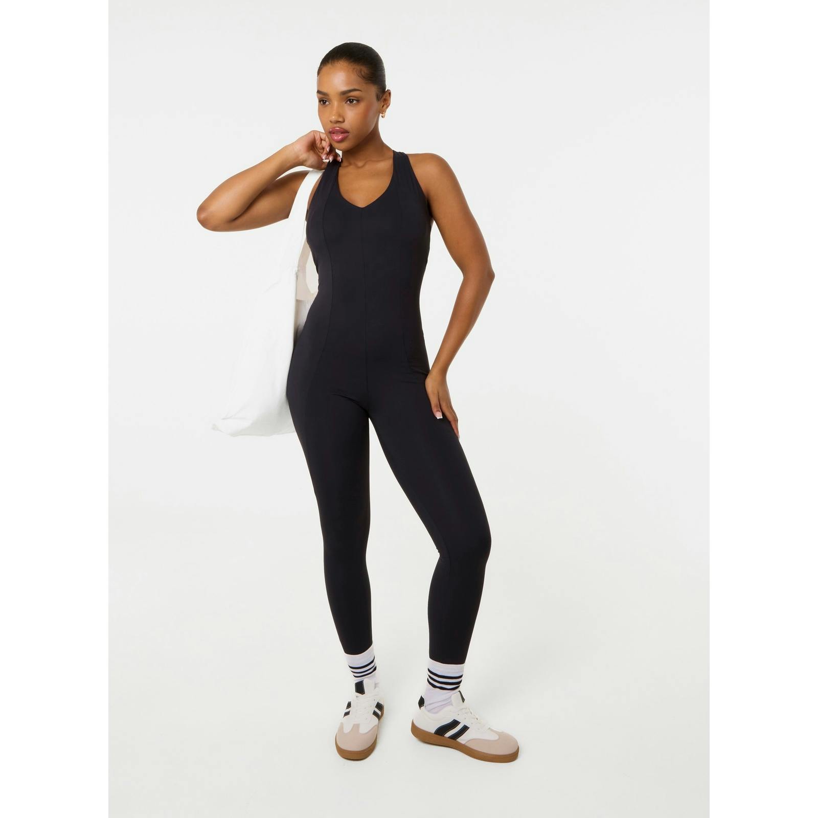 Pink Vanilla Women's Pink/Black Vanilla Strappy Back Unitard - S-M