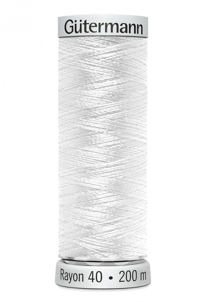 Gutermann No 40 Sulky Rayon Embroidery Thread 200M Rayon Thread Suitable For Embroidery - 1001 - 200 Metres