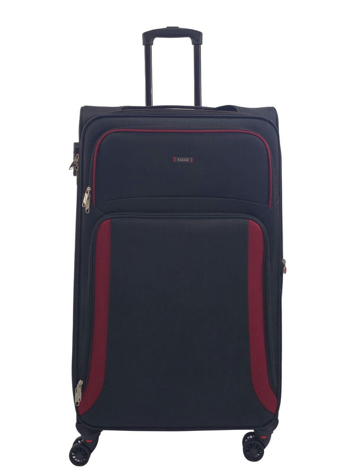 Eagle Luggage Light/Black Soft Shell Suitcase Luggage Set Travel Carry On Cabin Bag - Large