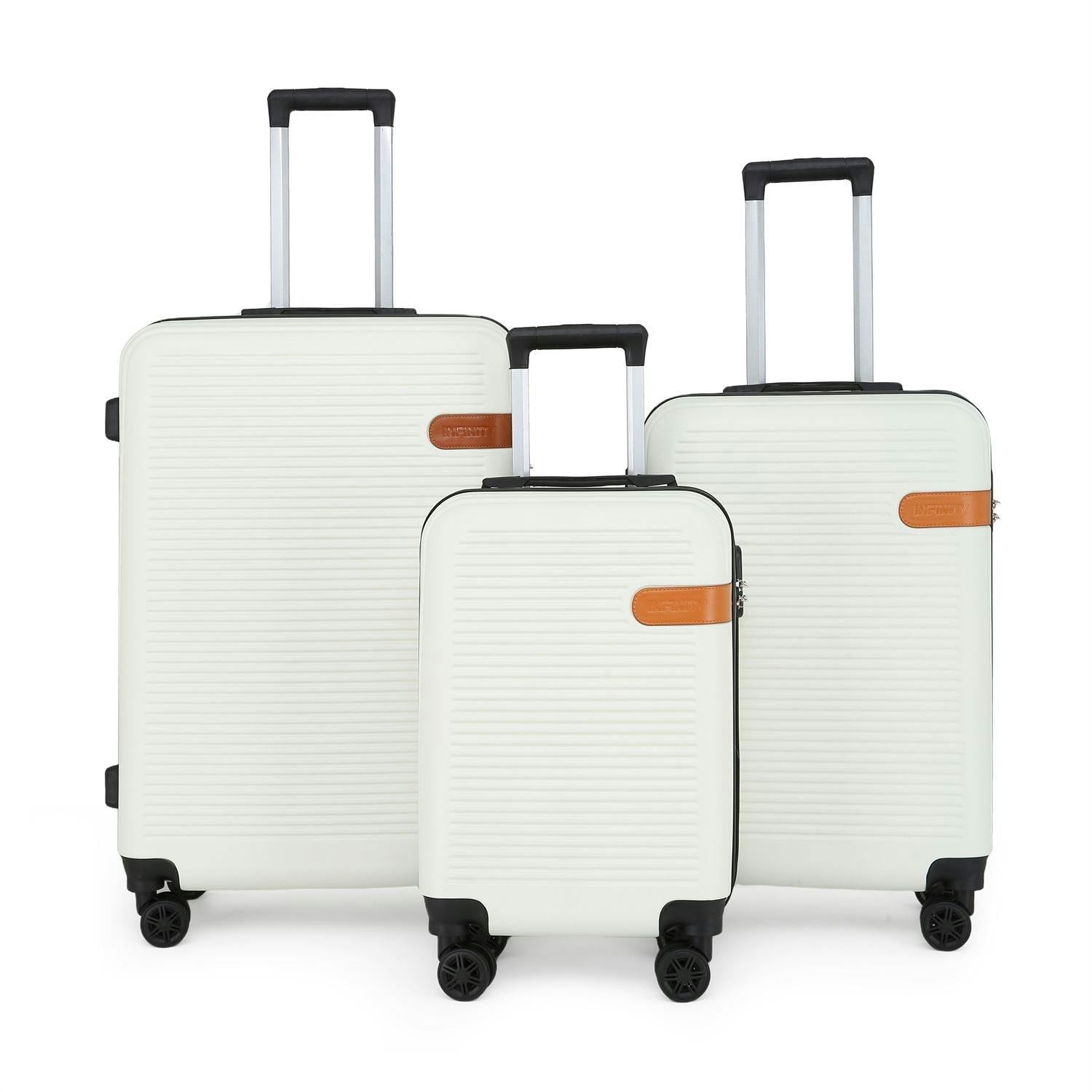 Infinity Luggage Cream Hard Shell Classic Dual 4 Wheel Luggage Suitcase Set - Set Of 3
