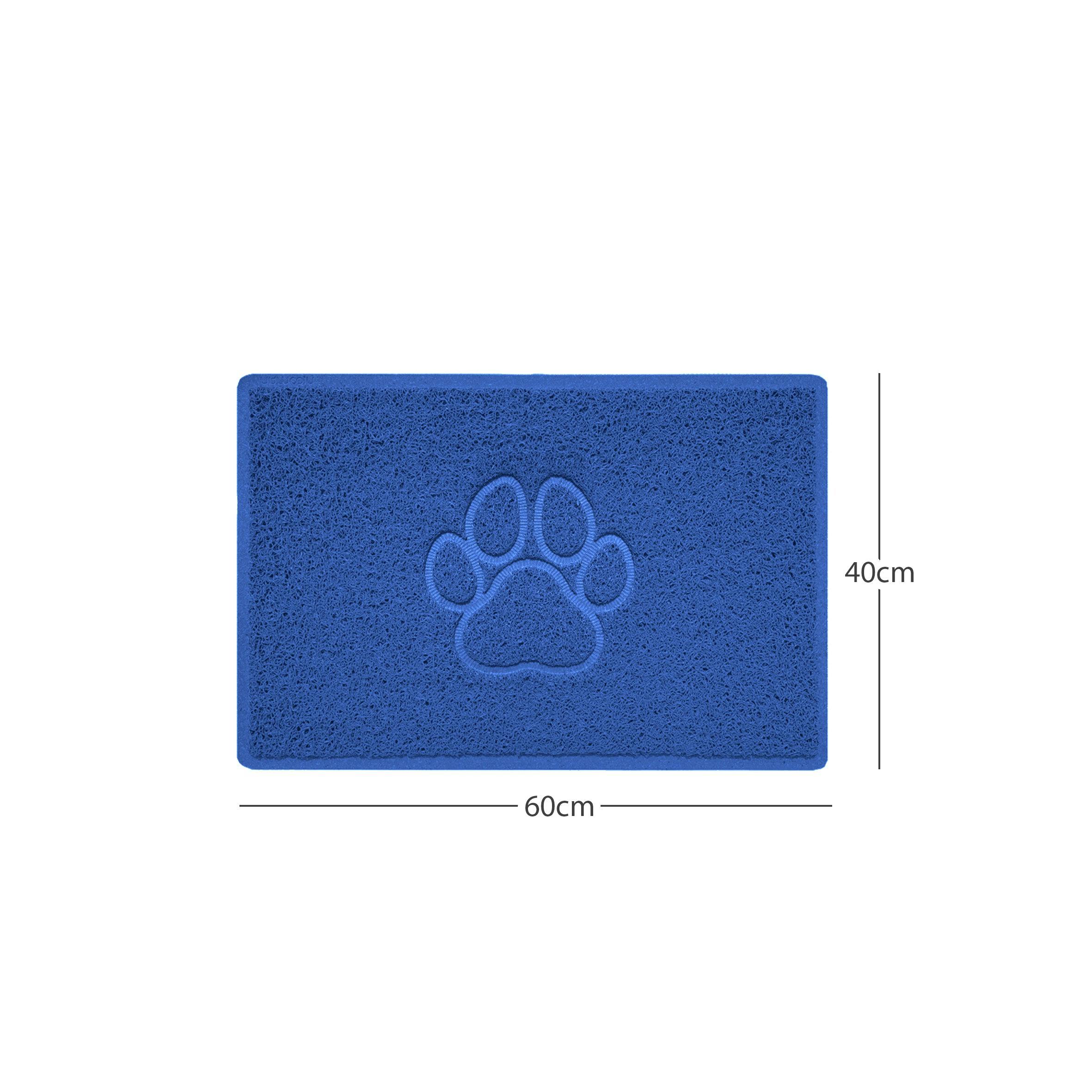 Rackhams Blue "Paw Print" Embossed Loofah Textured Spaghetti Door Mat - 60Cm X 40Cm - Yes (Suitable For Indoors)