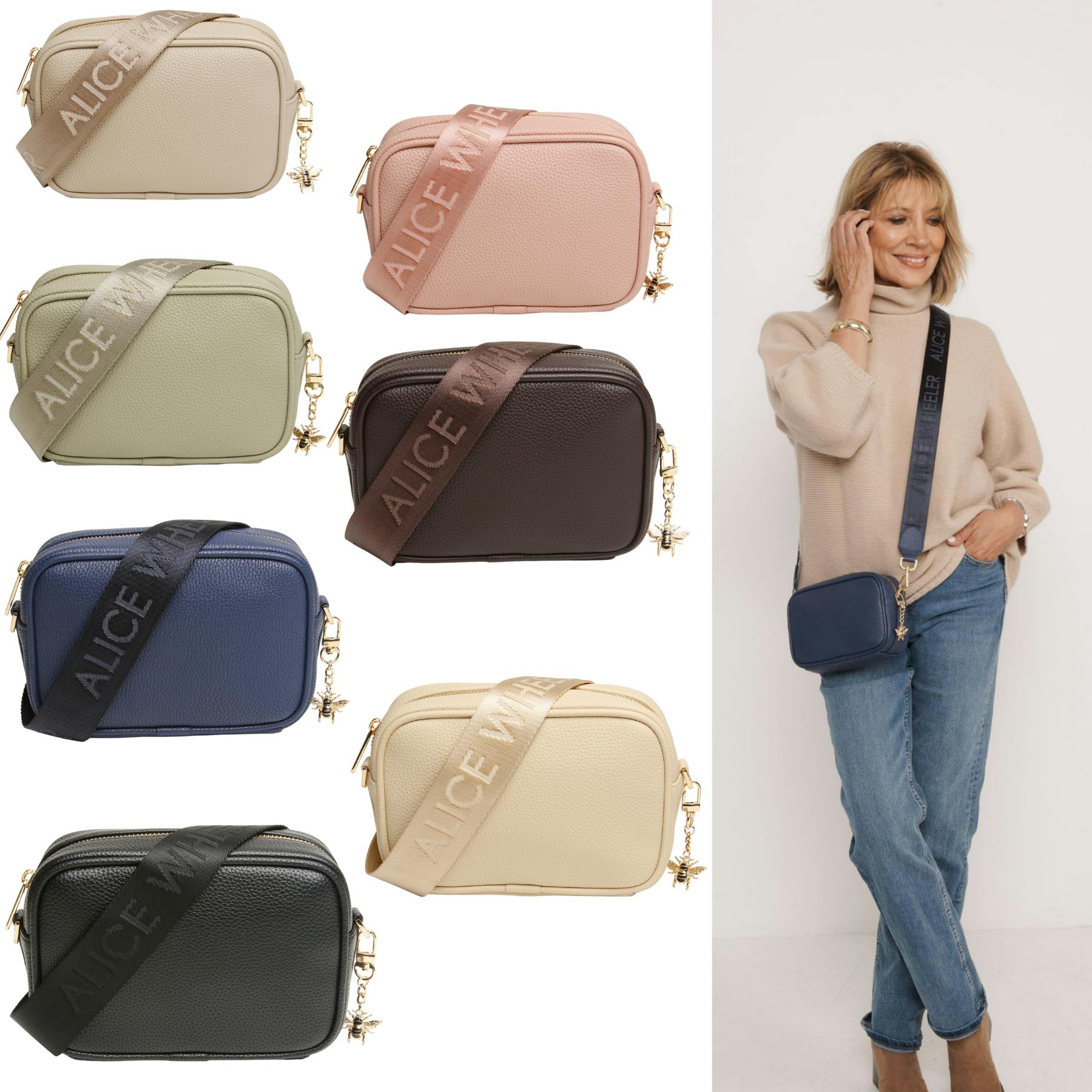 Alice Wheeler Ivory Mini Soho Bee Crossbody Bag