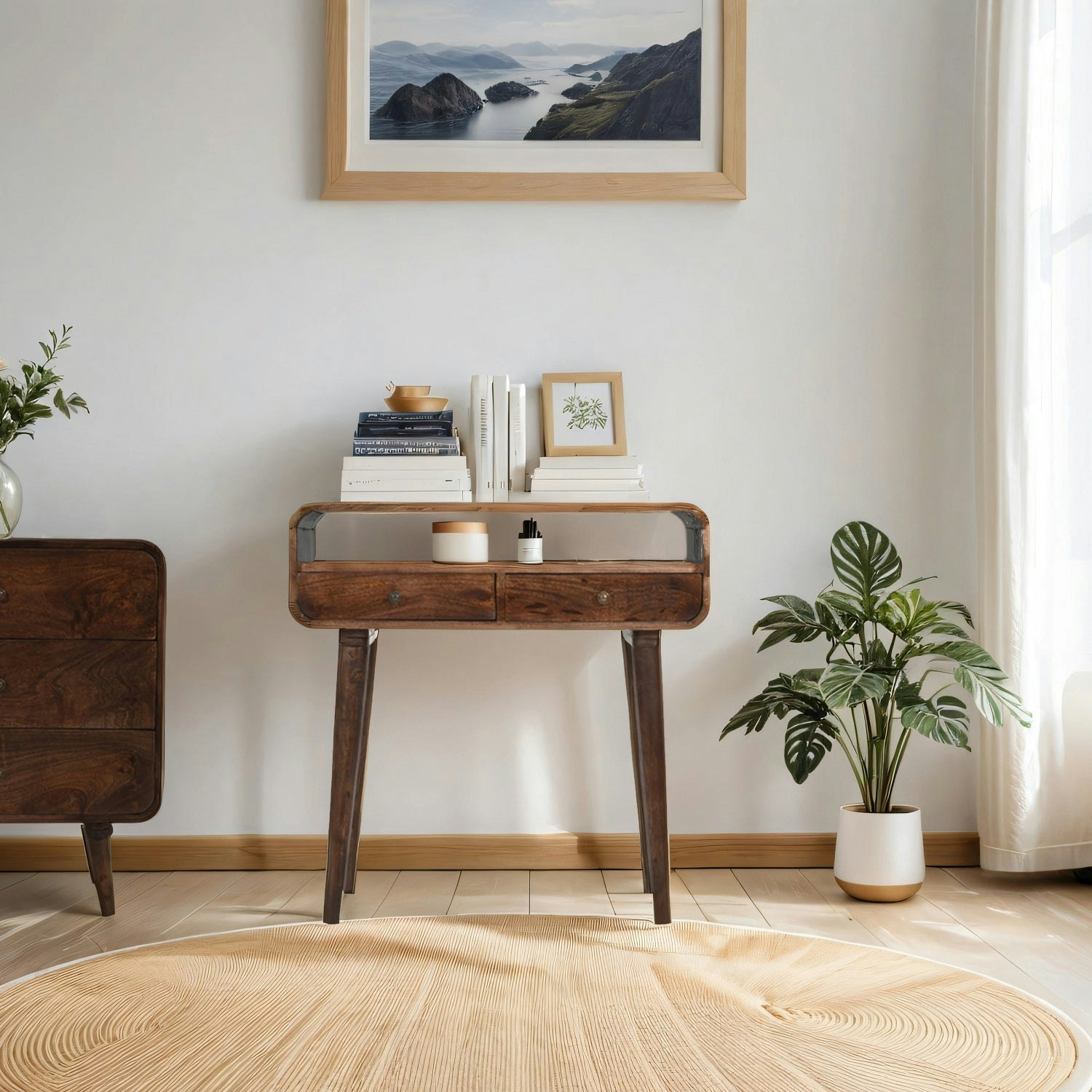Ih Design Dark Winnie Mango Wood Console Table With 2 Drawers - Lacquered - Wood - 1