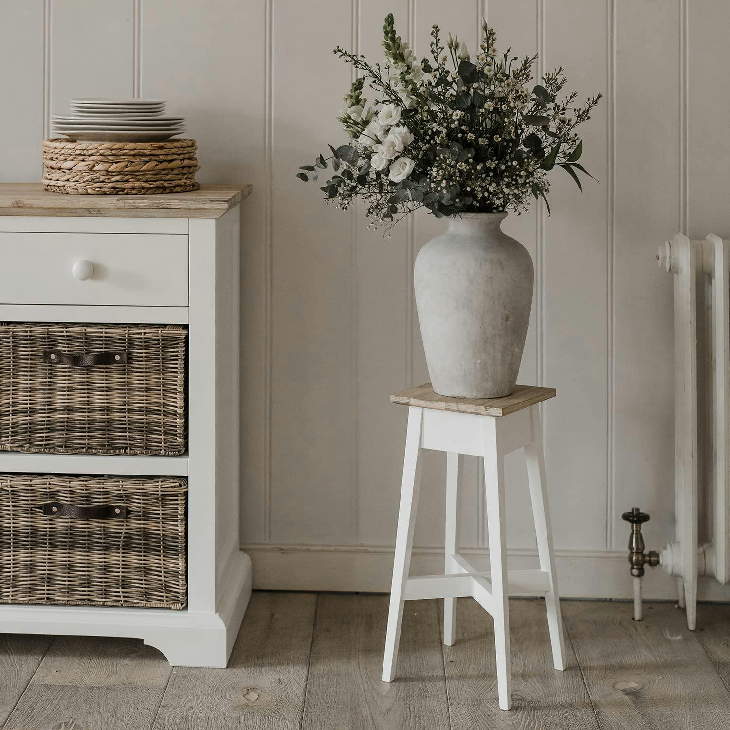 Rackhams White Florence Wooden Plant Stand Plant Holder 50Cm Tall Assembled