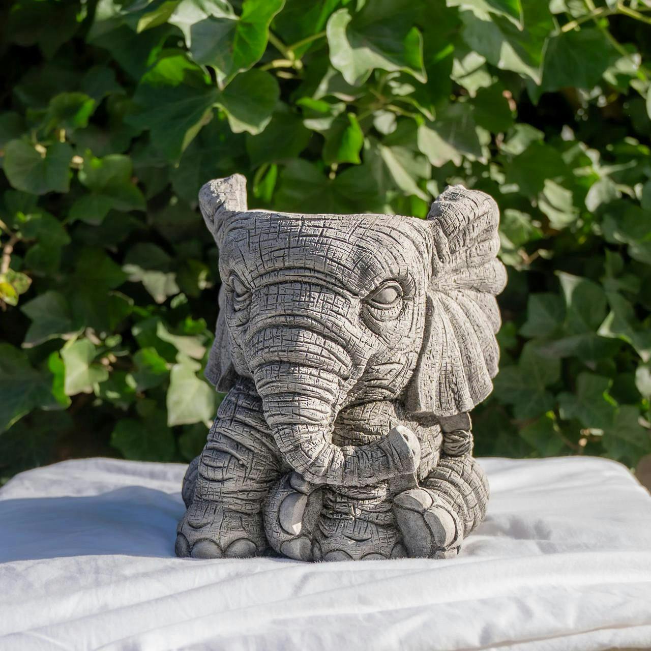 Oakley Small Stone Cast Elephant Planter Pot