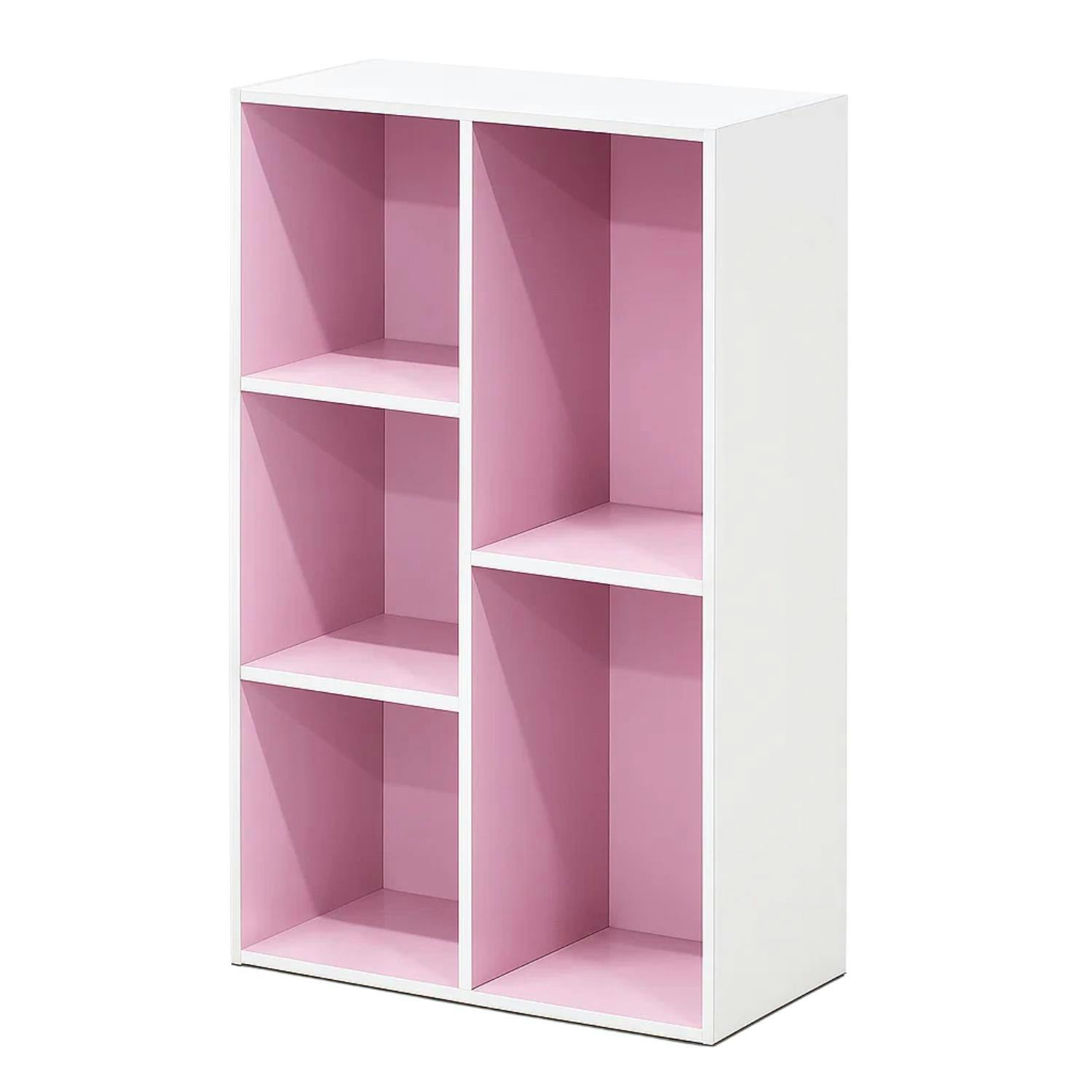 Walplus White/Pink Luder 5-Cube Reversible Open Shelf, | Elegant Interior Wall Decoration