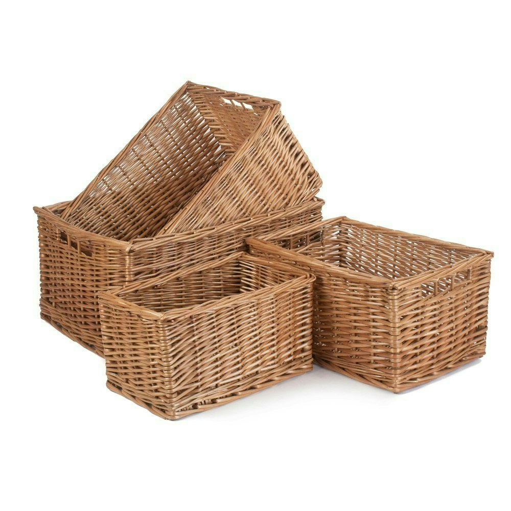 Red Hamper Double Steamed Wicker Storage Basket - Set Of 4
