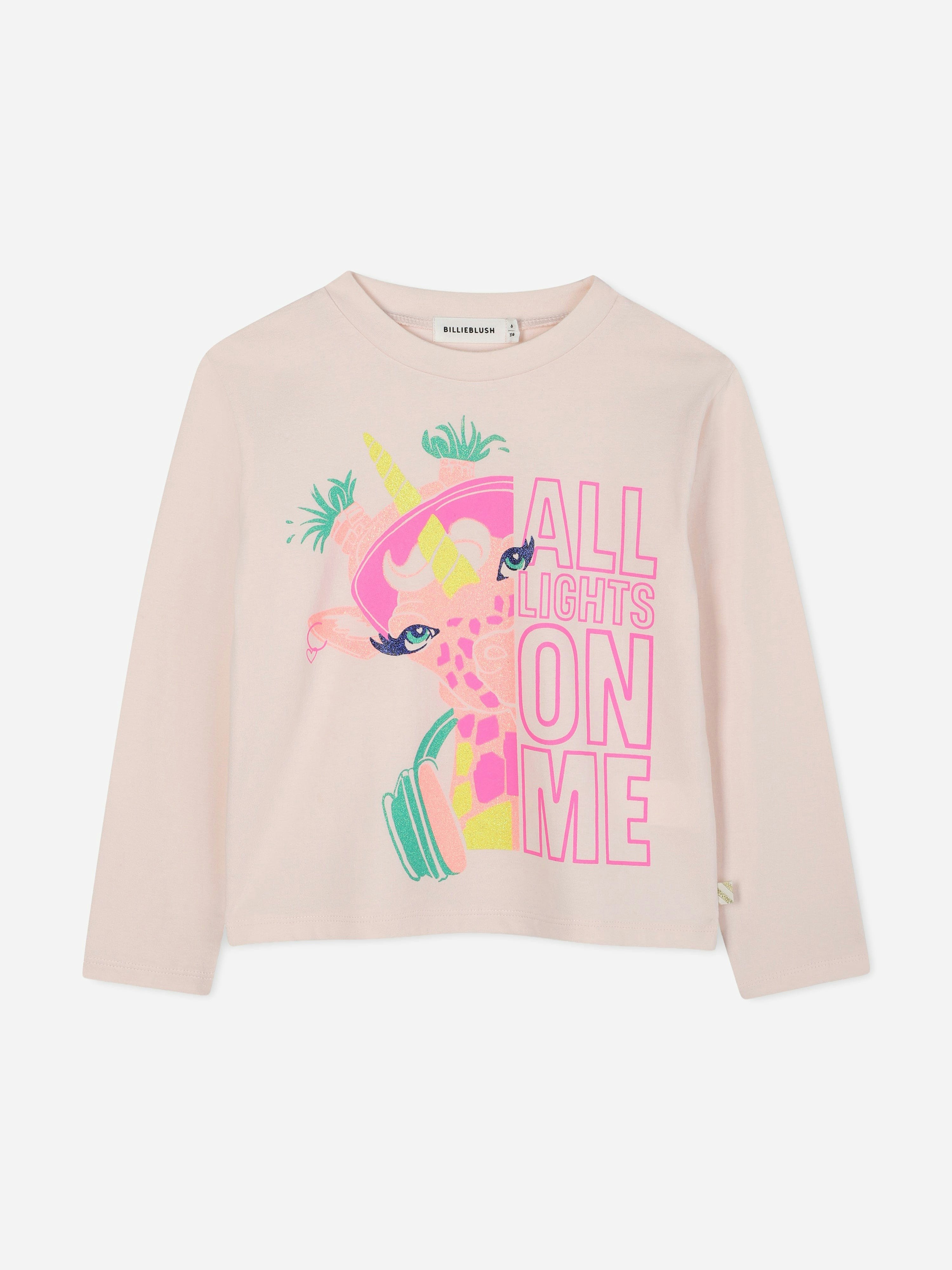 Billieblush Girls Pink All Lights On Me Long Sleeve T-Shirt In - 12 Yrs