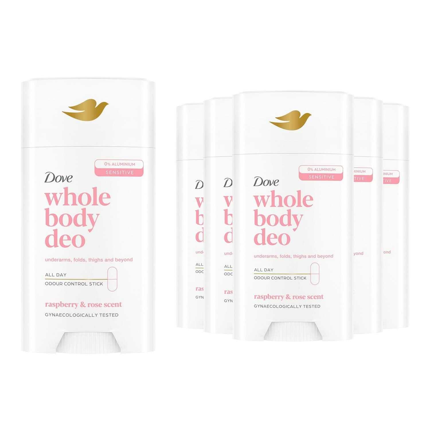 Dove Whole Body Deodorant Stick Long Lasting Fresh Raspberry & Rose, 6X75ml - Image 3