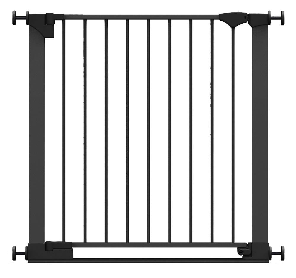 Safetots Black Safestep Gate, 82Cm - 89Cm, Extra Low Walkthough, 67Cm Extra Wide Doorway, One Piece Extra Wide Baby Gate - Metal - 82Cm -89Cm