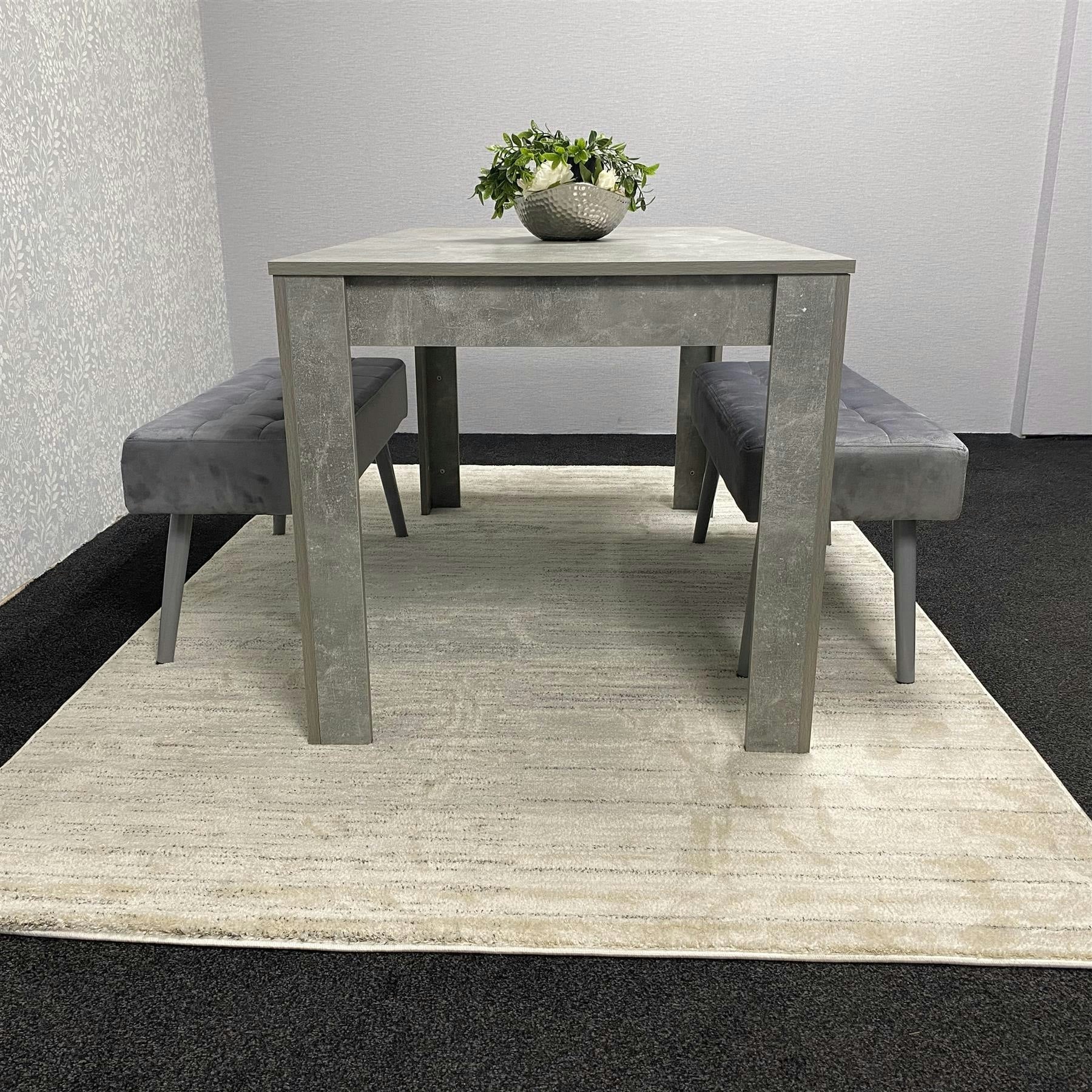 Kosy Koala 4 Seater Dining Set - Grey Velvet - Wood Effect Stone Grey - Image 6