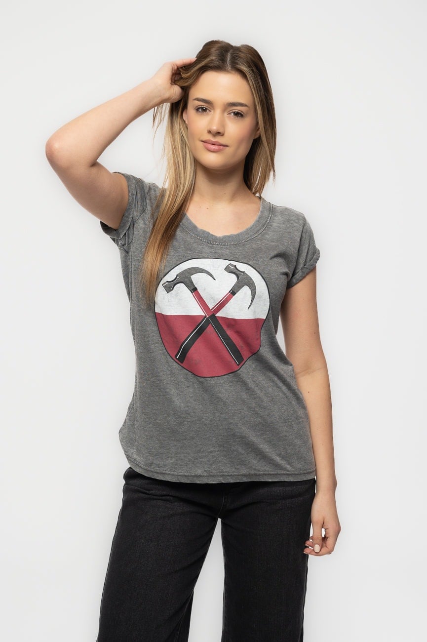 Paradiso Clothing Women's Pink Floyd The Wall Hammers Burnout T Shirt - Xxl