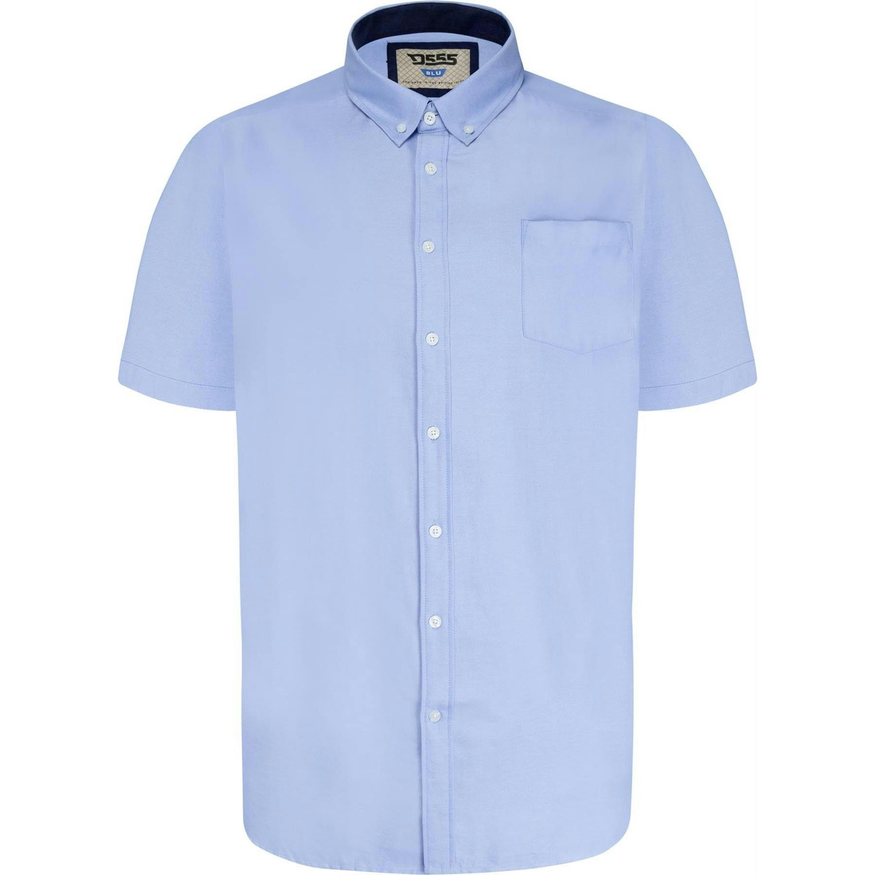 Duke Men's Sky Blue D555 James Oxford Kingsize Short-Sleeved Shirt - 3XL - 65% Cotton/35% Polyester