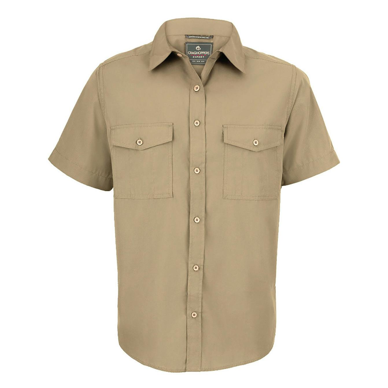 Craghoppers Men's Expert Kiwi Short-Sleeved Shirt - Pebble - Xxl - Pebble - 65% Recycled Polyester/35% Cotton