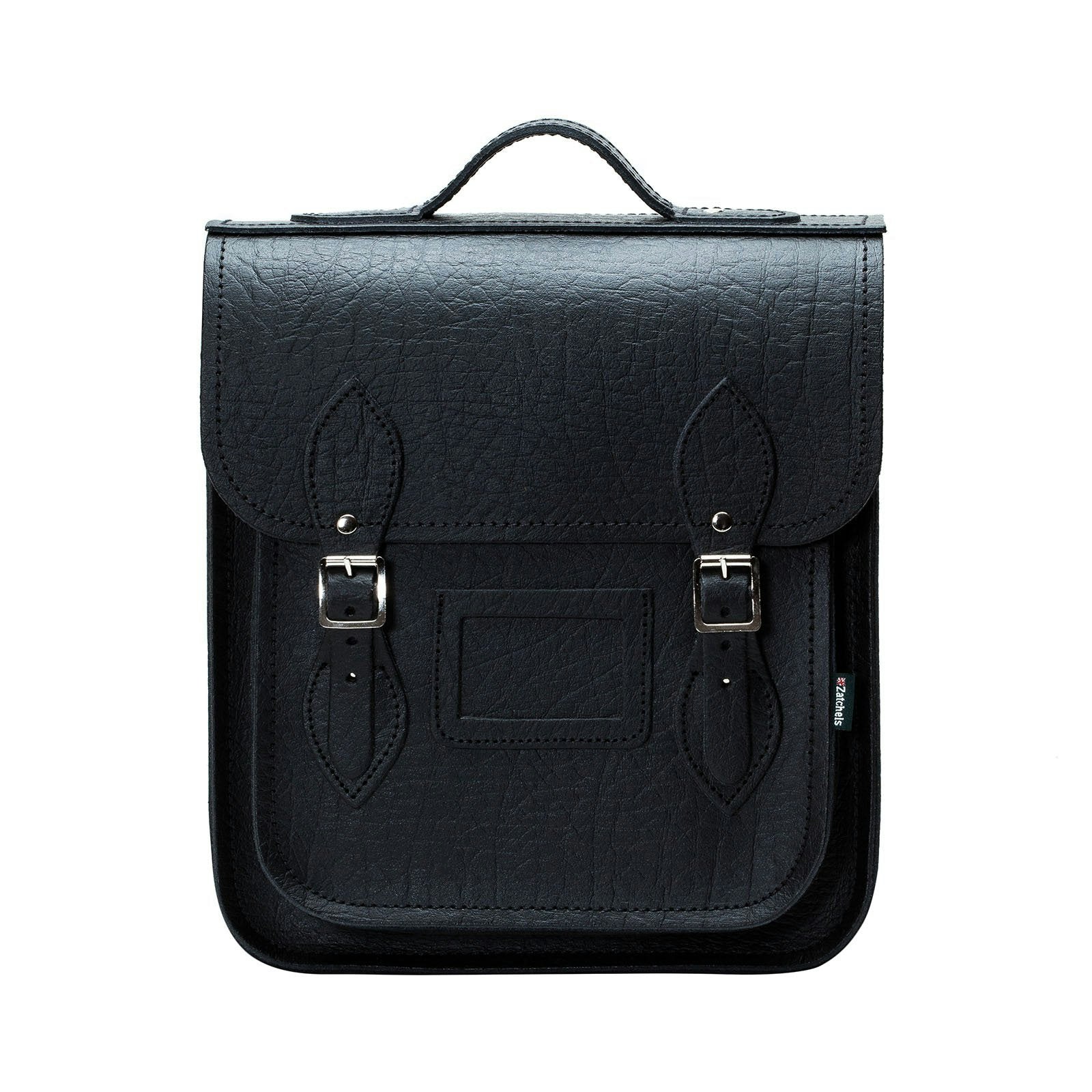 Zatchels Black Handmade Leather City Backpack - Executive - Small